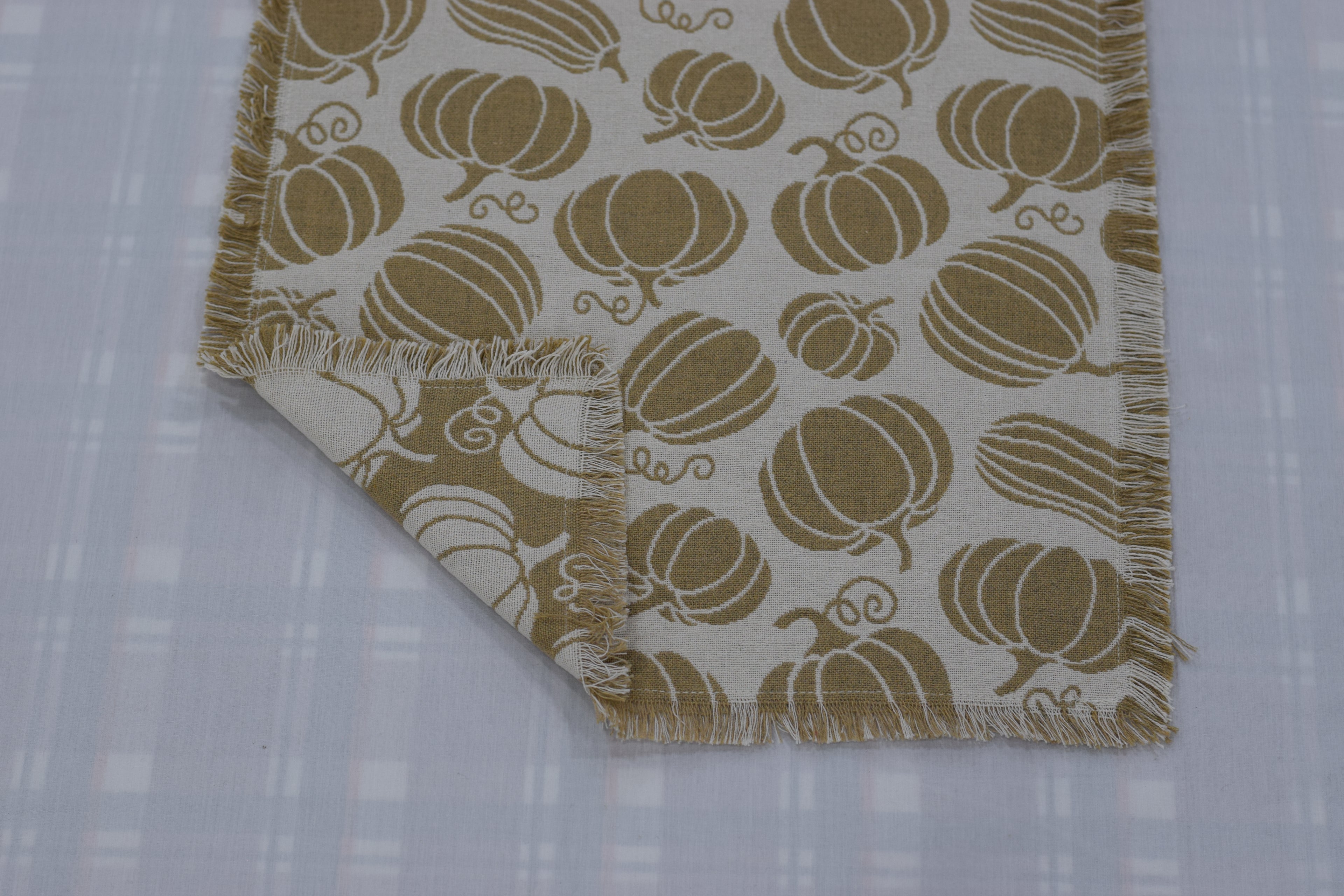 Pumpkin Print Cotton Table Runner – 2.35 cm x 40 cm | Decorative Dining Table Runner