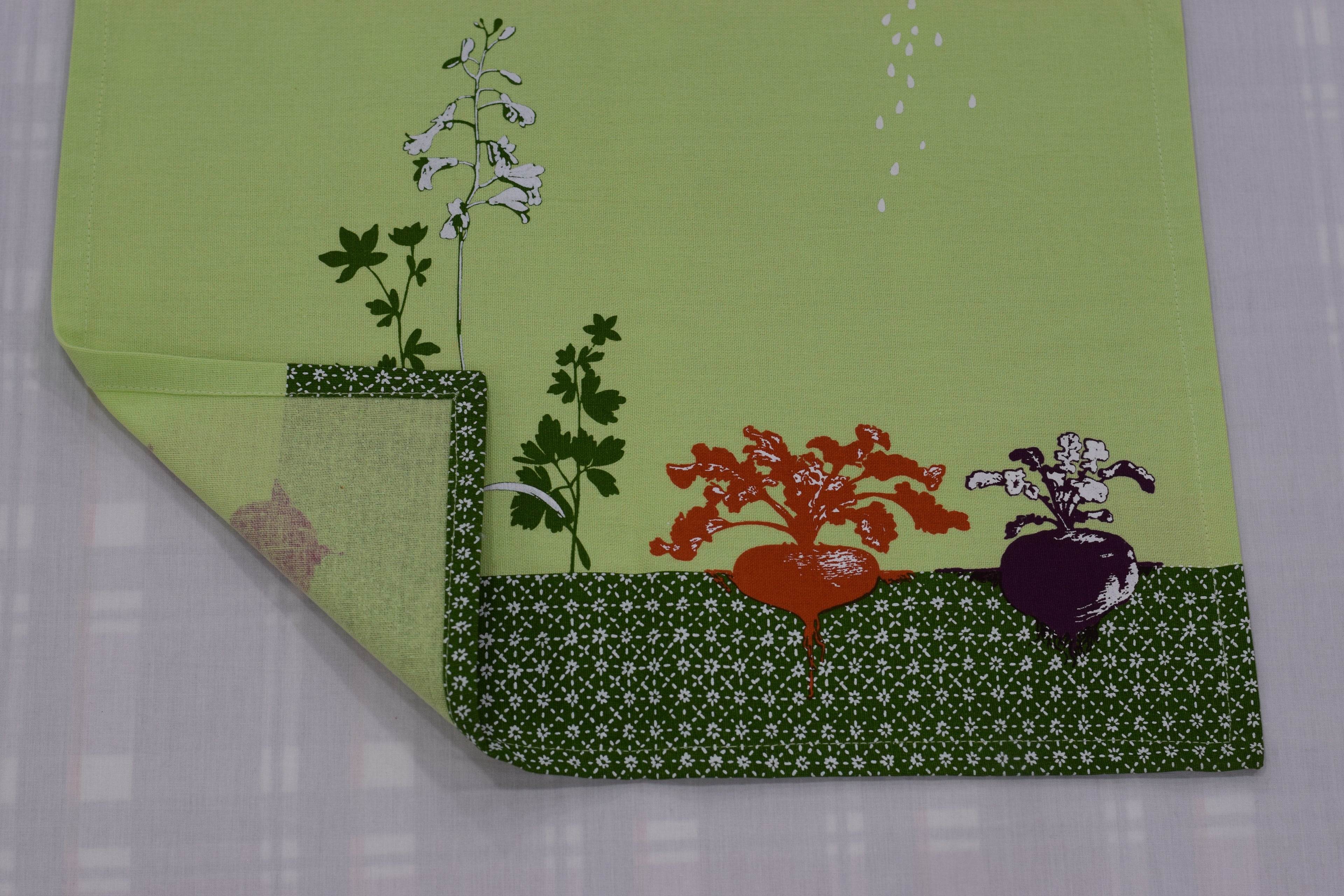 Green Floral Cotton Table Runner - Garden Print - View 3 - Cotton Floral - Nushio