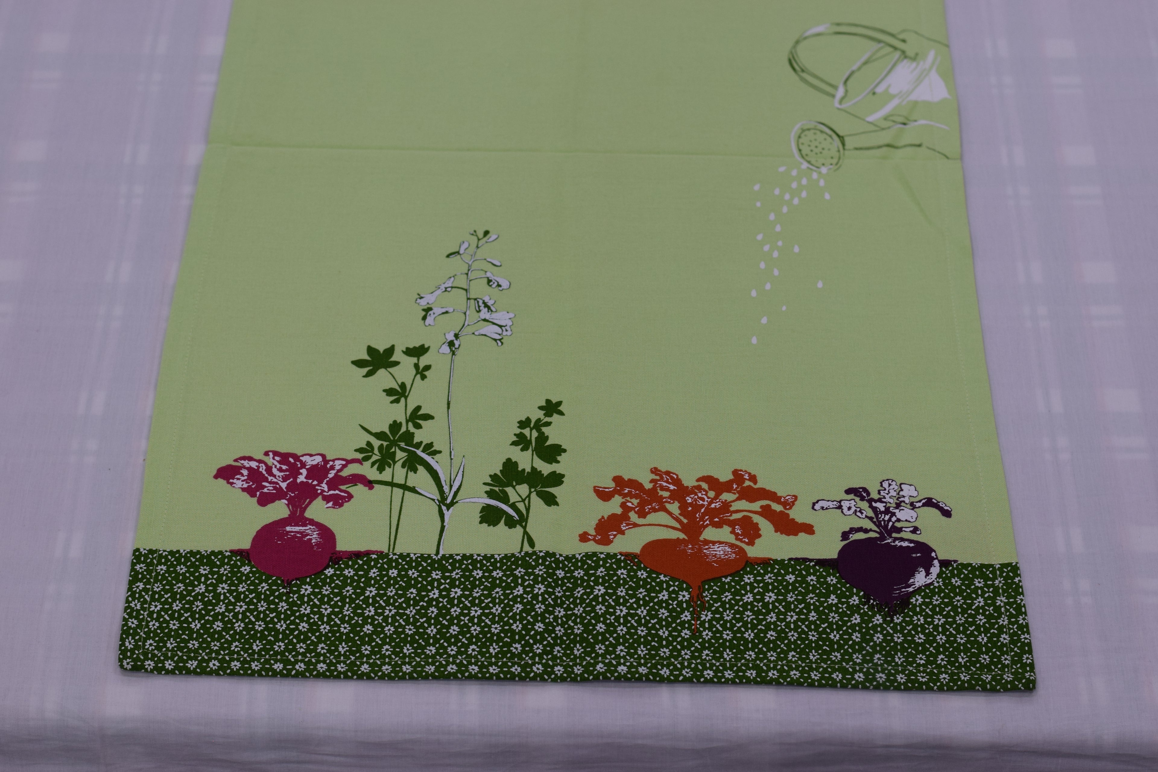 Green Floral Cotton Table Runner - Garden Print - View 2 - Cotton Floral - Nushio
