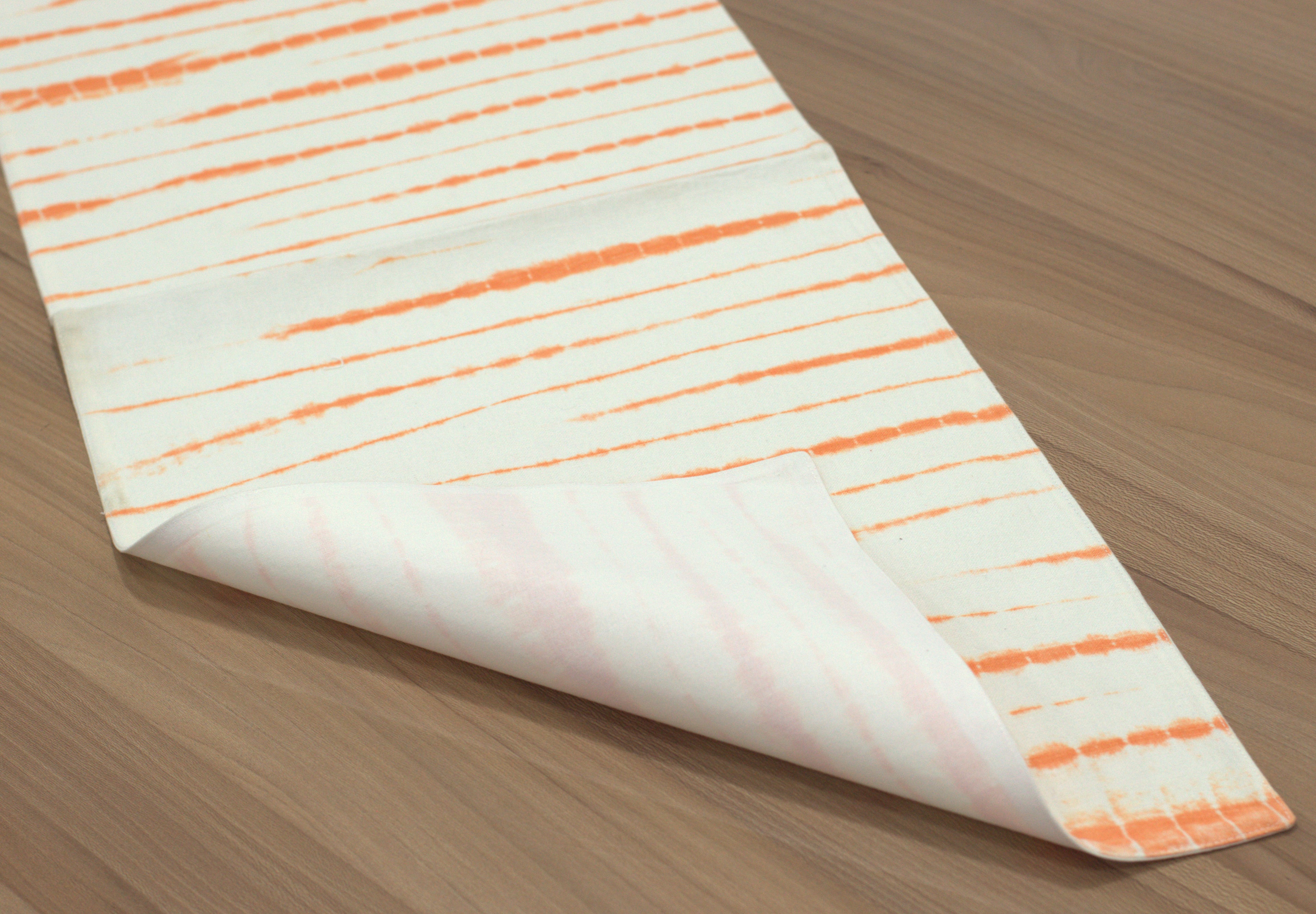 Orange Stripe Tie-Dye Table Runner – 180 × 35 cm - Detail View - Nushio