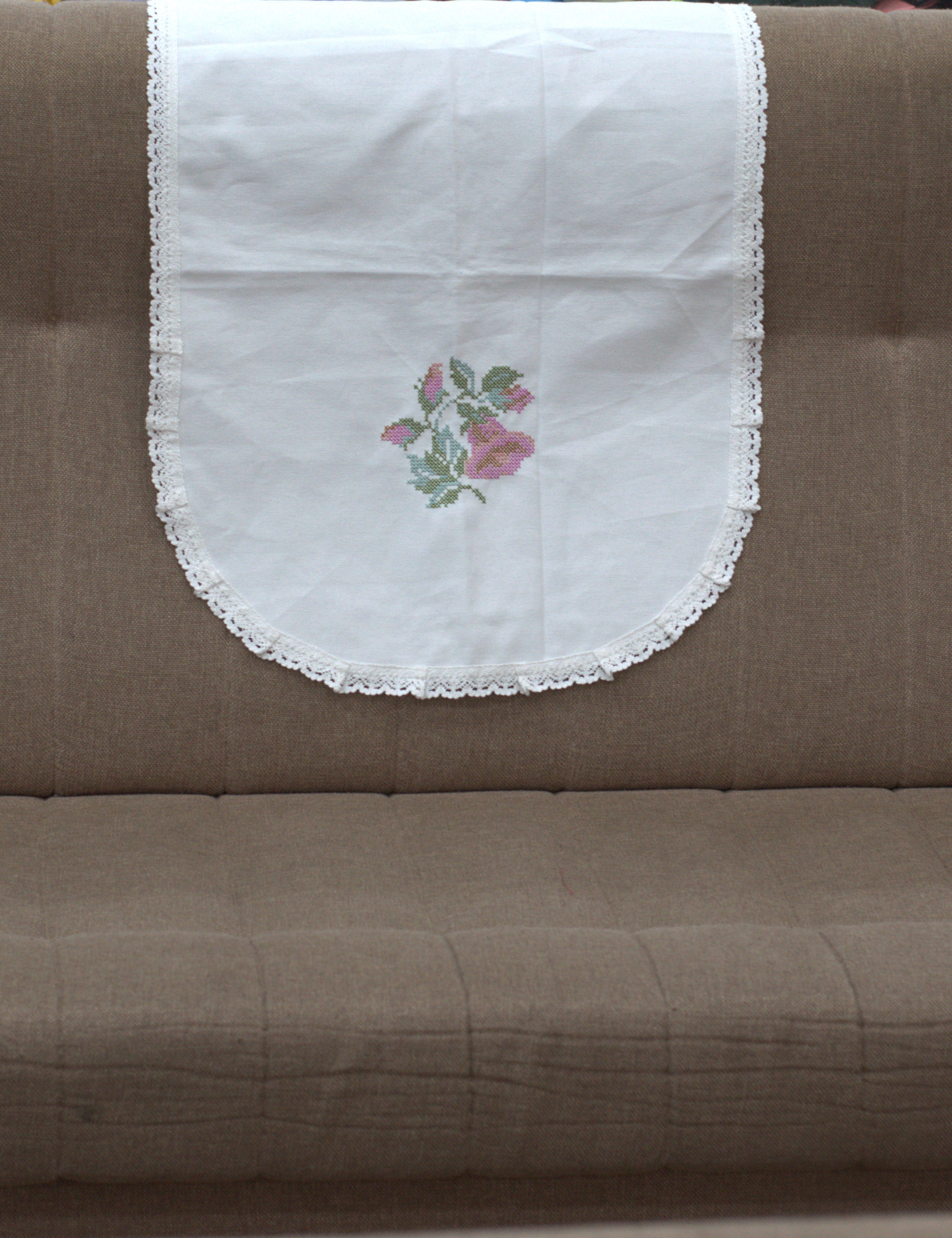 Floral Embroidered Chair Back Cover Set - View 2 - Floral Embroidered - Nushio