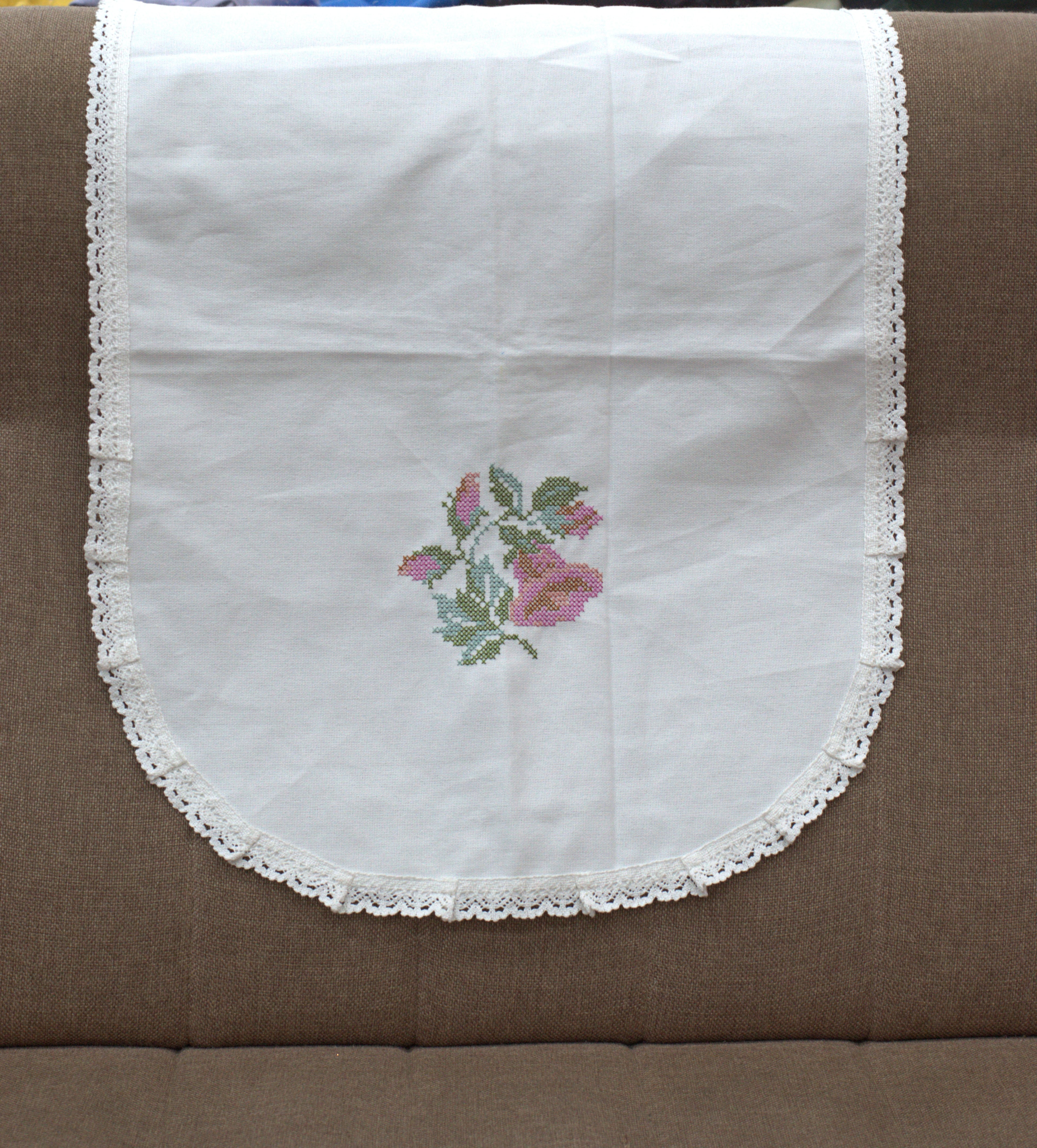 Floral Embroidered Chair Back Cover Set - View 3 - Floral Embroidered - Nushio