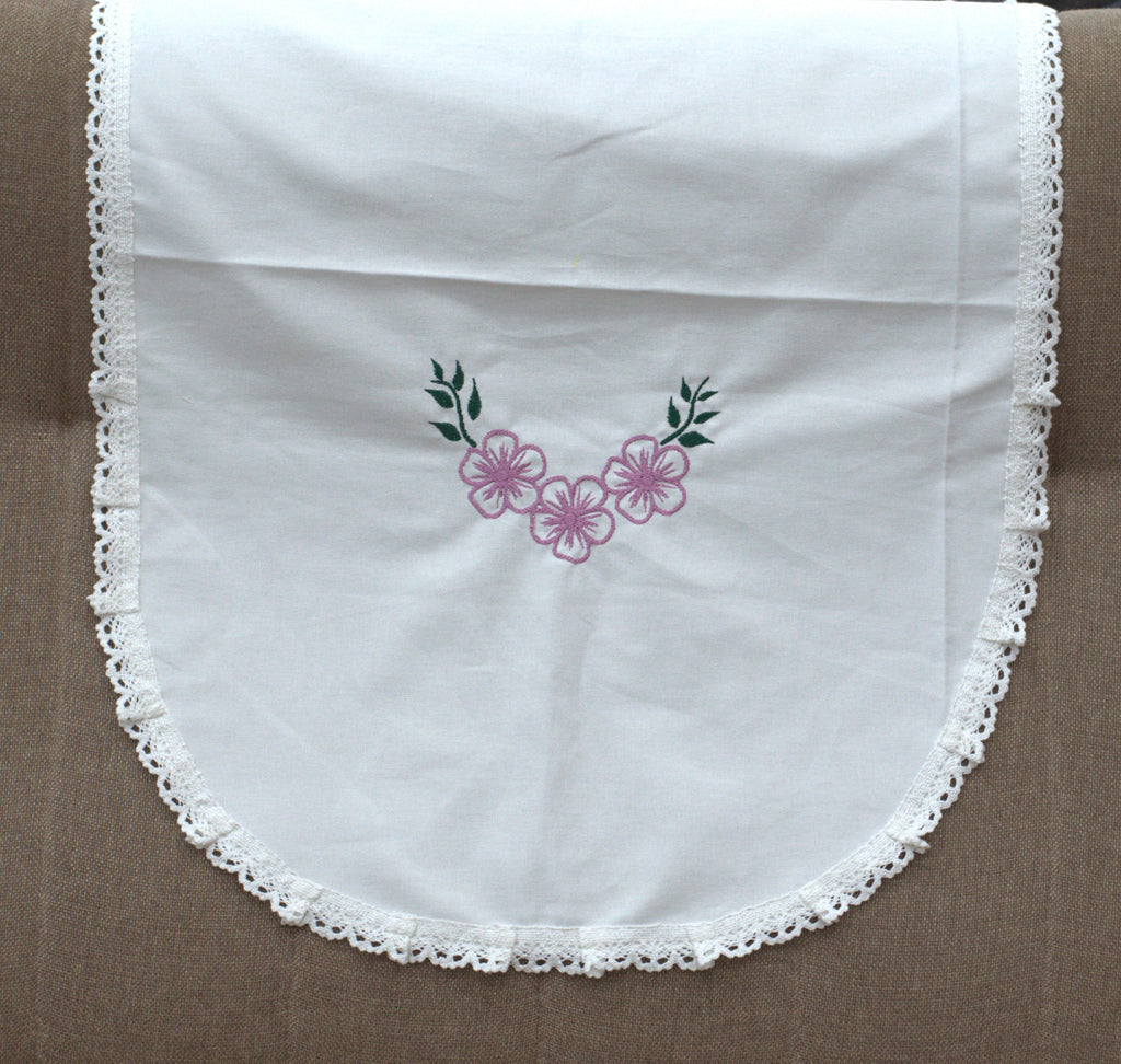White Embroidered Chair Back Cover Set