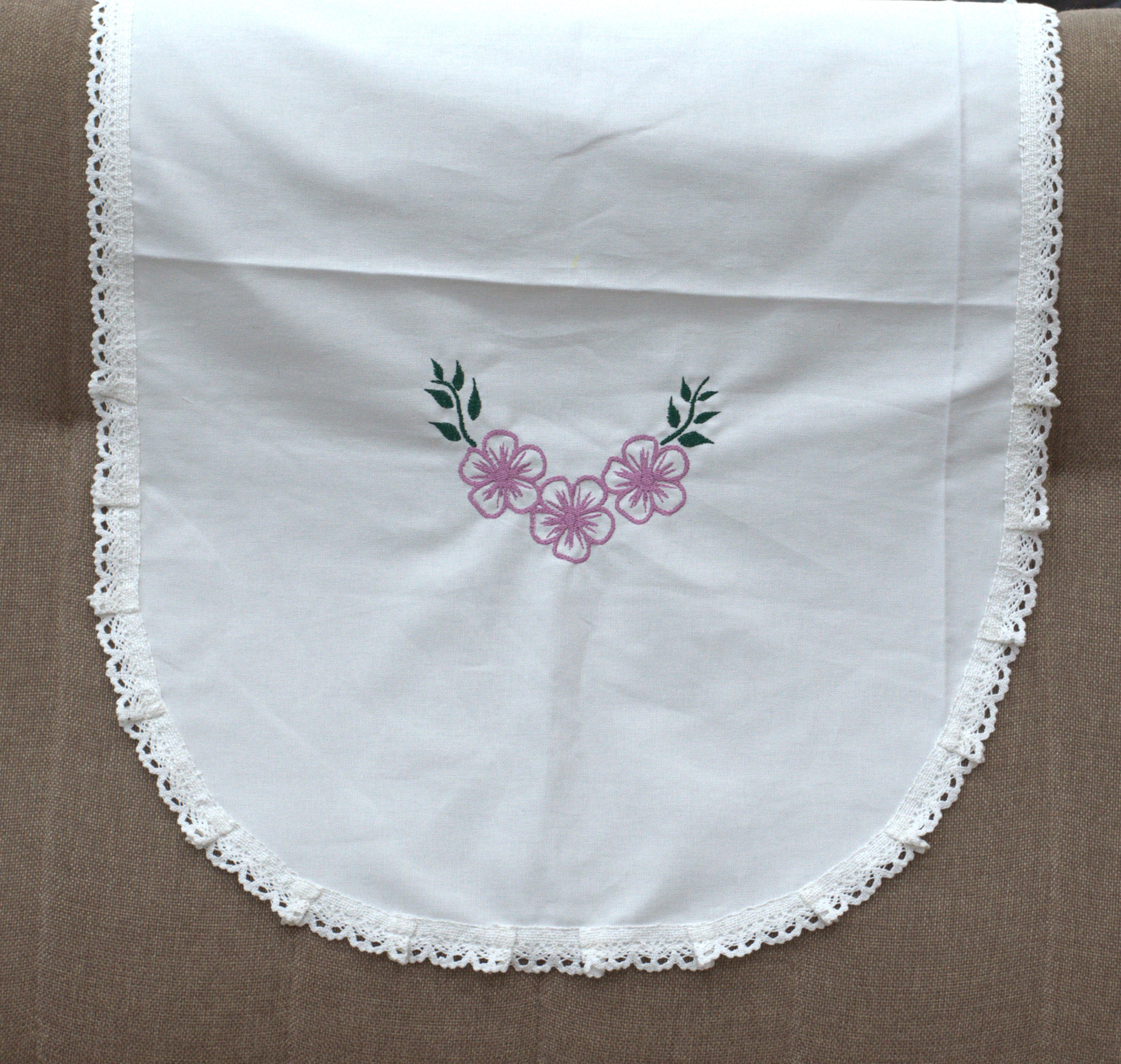 White Embroidered Chair Back Cover Set