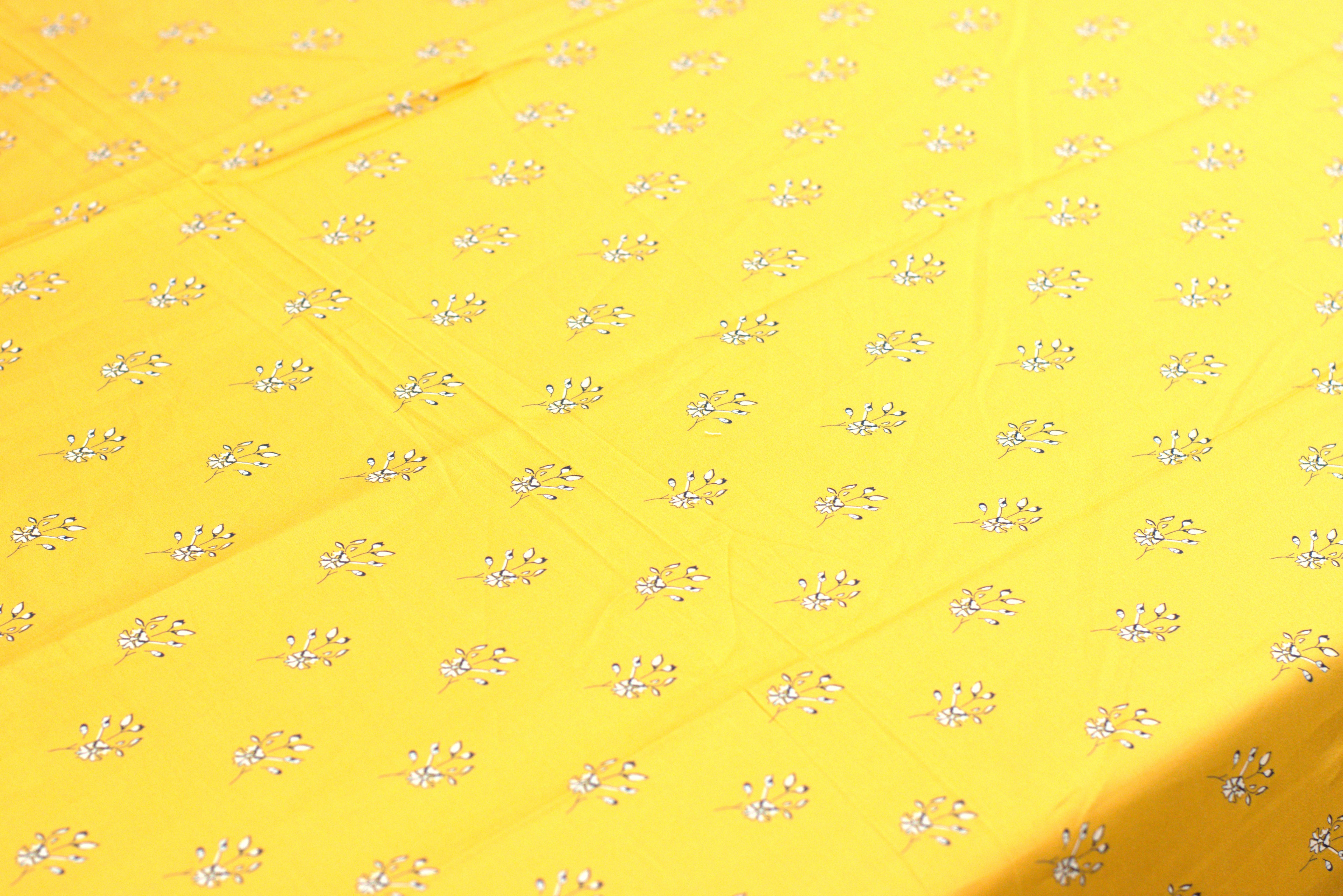 Luxury Mustard Yellow King Size Bedspread Set with Elegant Lace Border