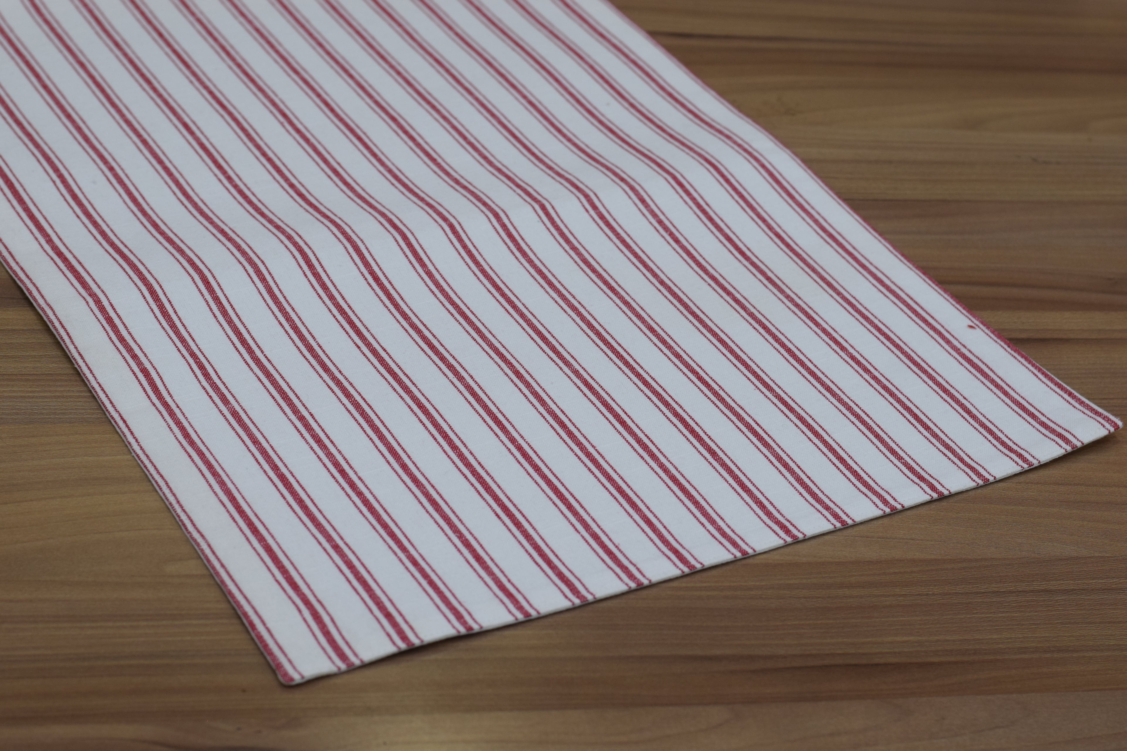 Red & White Striped Cotton Table Runner – 225 cm x 40 cm