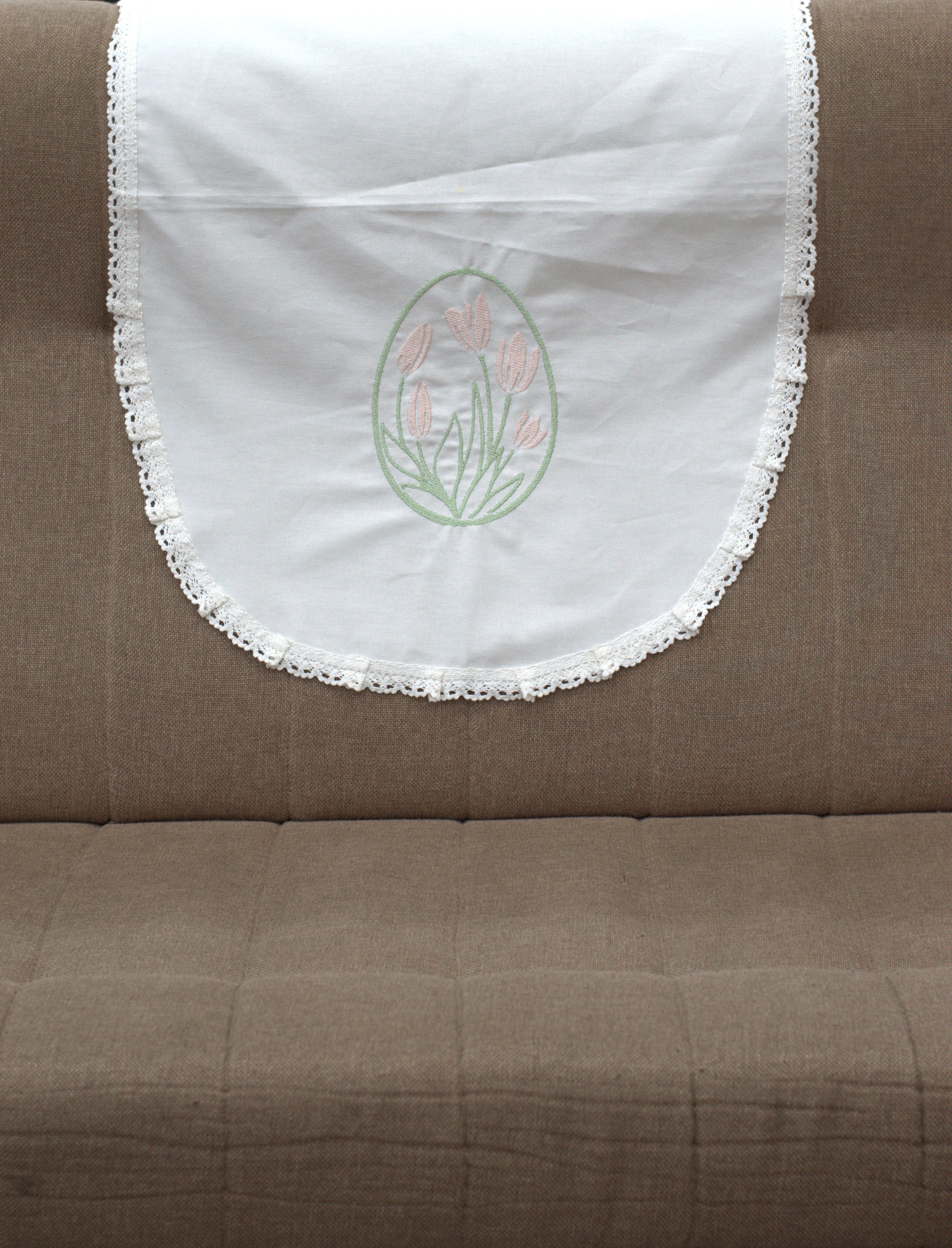 Embroidered Floral Chair Back Cover Set - View 2 - Floral Embroidered - Nushio