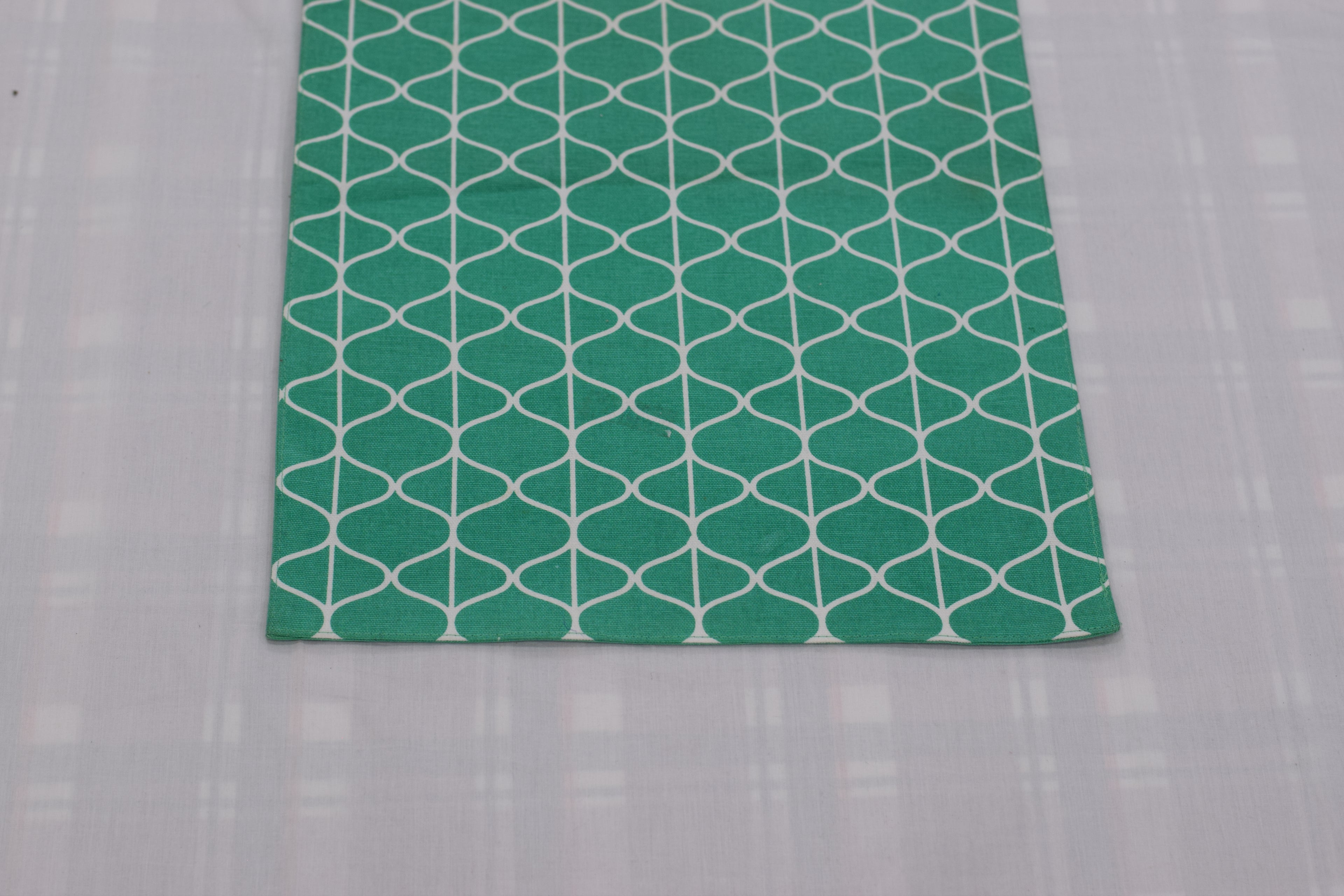 Teal Geometric Printed Table Runner – 185 x 30 cm