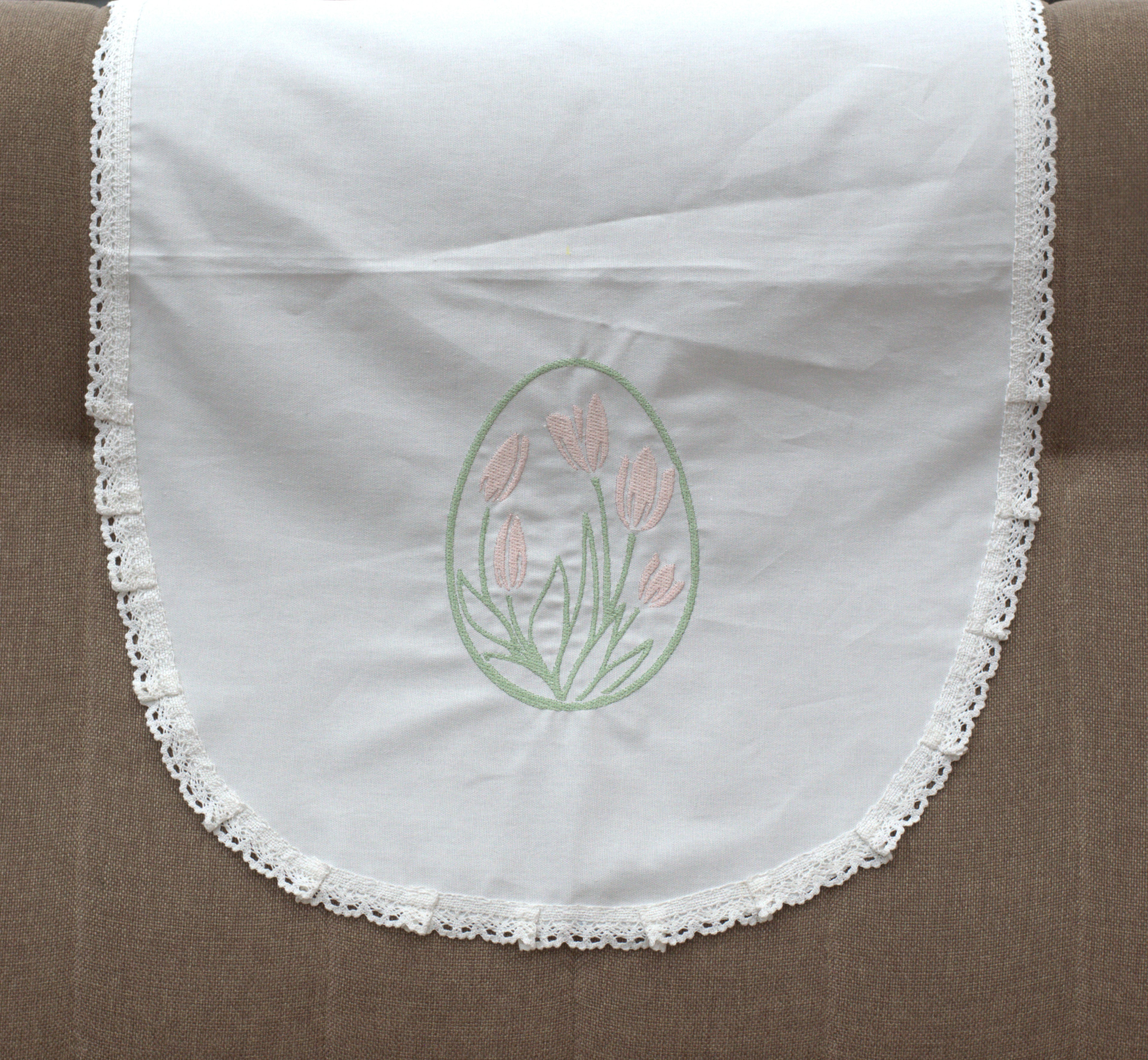 Embroidered Floral Chair Back Cover Set - View 3 - Floral Embroidered - Nushio