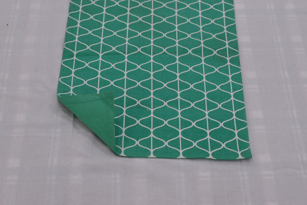 Teal Geometric Printed Table Runner – 185 x 30 cm