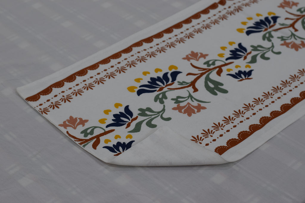 Floral Printed Cotton Table Runner - 185 cm x 35 cm - View 3 - Cotton Floral Printed - Nushio