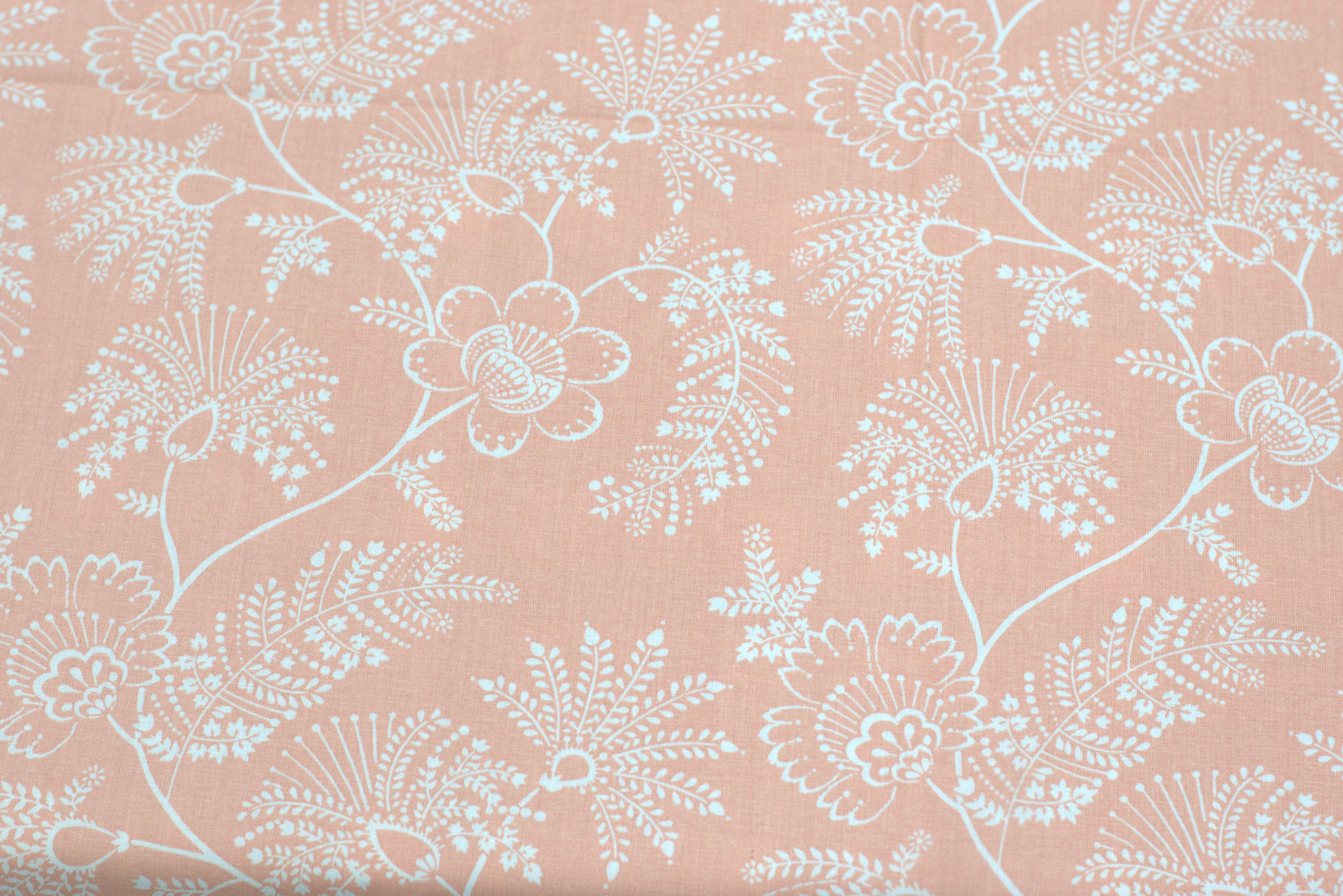 Peach Floral Queen Size Bedsheet Set with 2 Pillow Covers –  Cotton Printed Bed Sheet