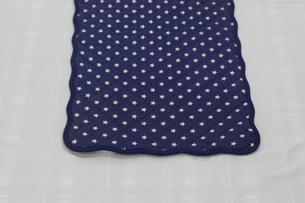 Navy Blue Star Print Quilted Table Runner – 90 x 30 cm - View 2 - Nushio
