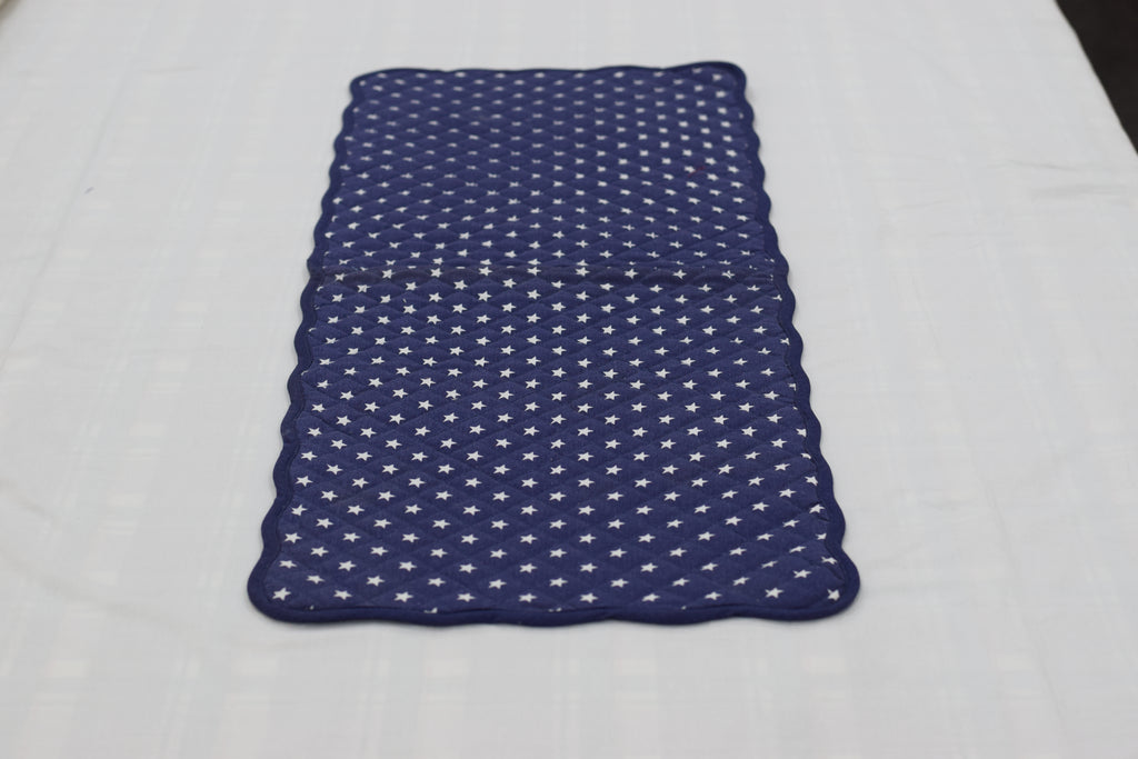 Navy Blue Star Print Quilted Table Runner – 90 x 30 cm - View 3 - Nushio