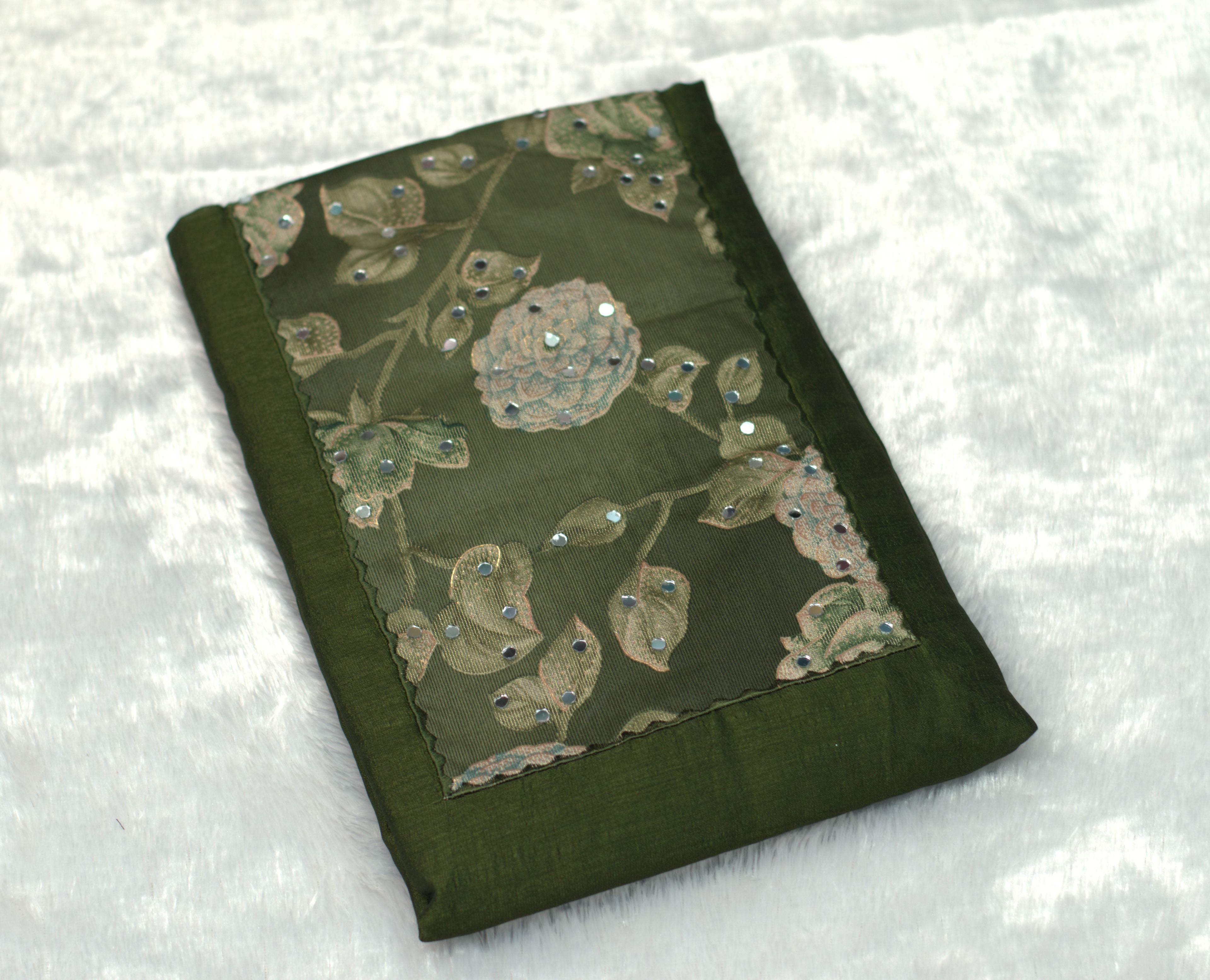 Vijithra Silk Churidar Set Material - Floral Embroidered Design