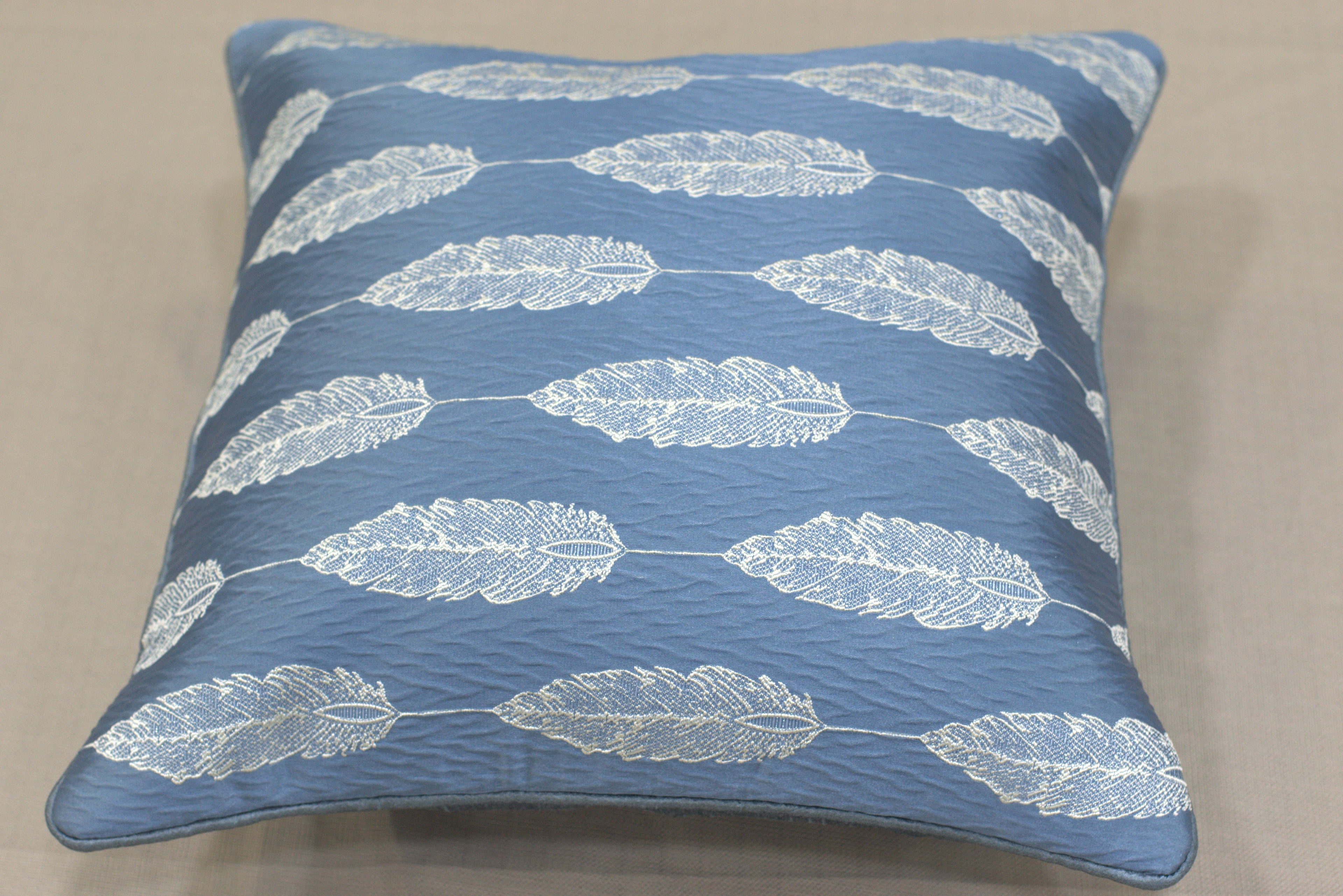 Premium Blue Feather Print Cushion Cover Set (16x16 Inch) – Pack of 5 - View 3 - Nushio