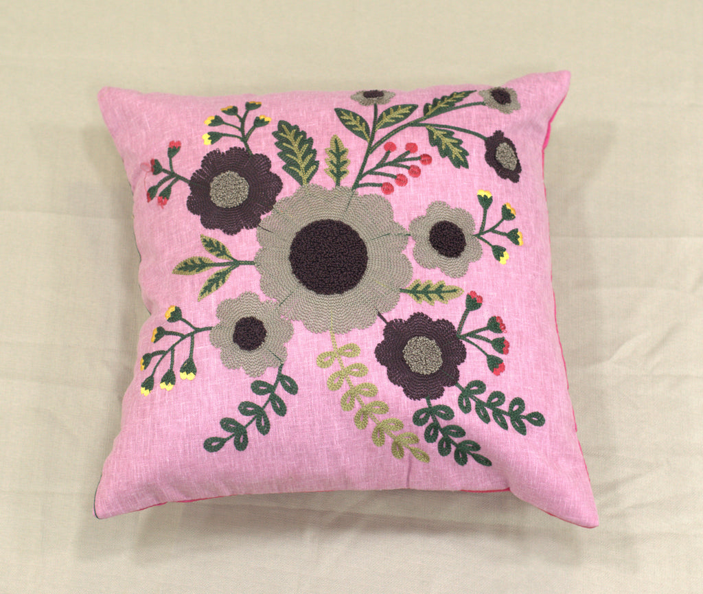 Set of 5 Floral Cushion Covers – 16x16 Inch Pink Decorative Pillow Covers