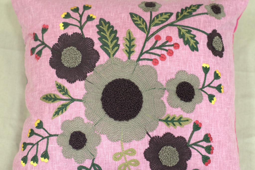 Set of 5 Floral Cushion Covers – 16x16 Inch Pink Decorative Pillow Covers