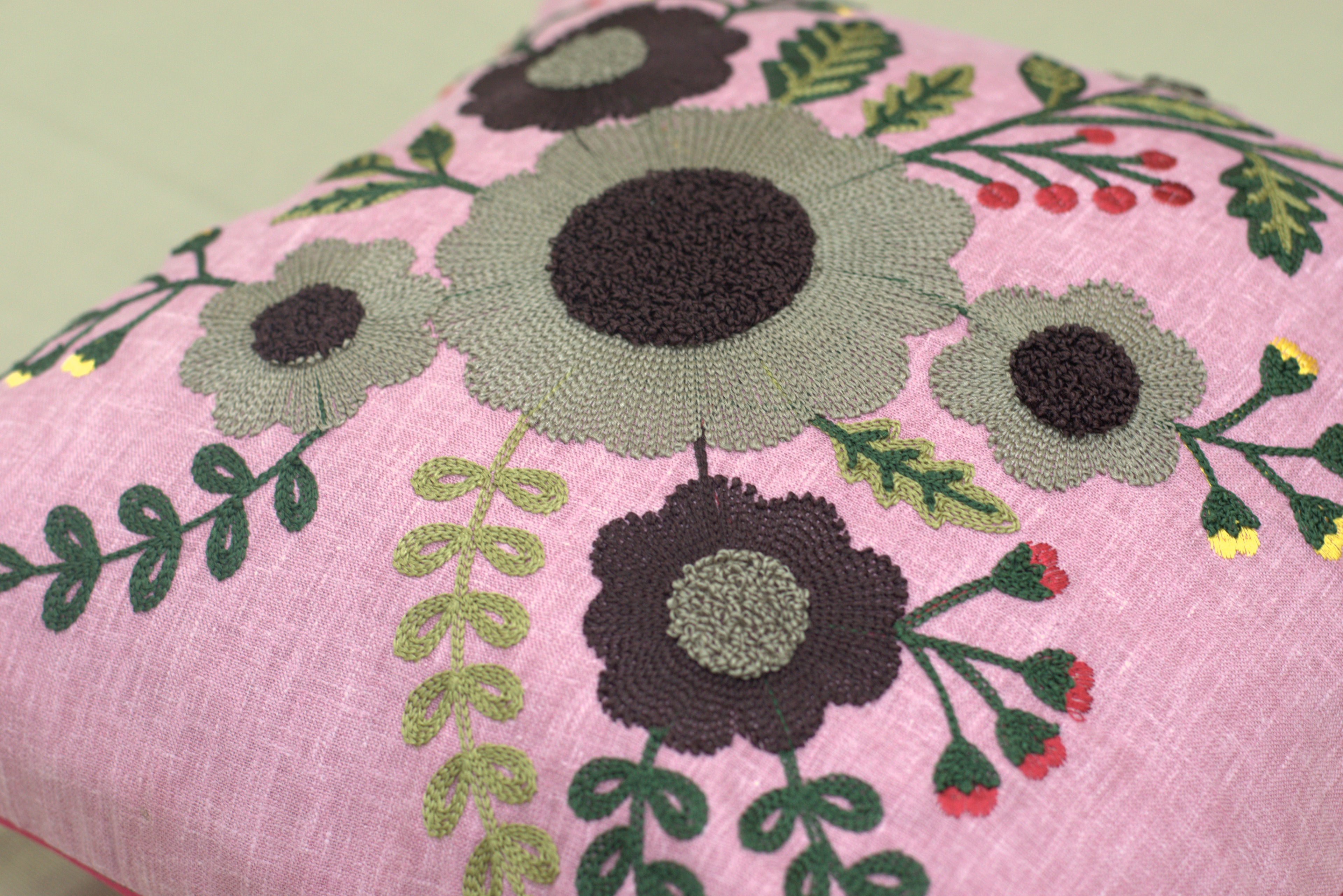 Set of 5 Floral Cushion Covers – 16x16 Inch Pink Decorative Pillow Covers