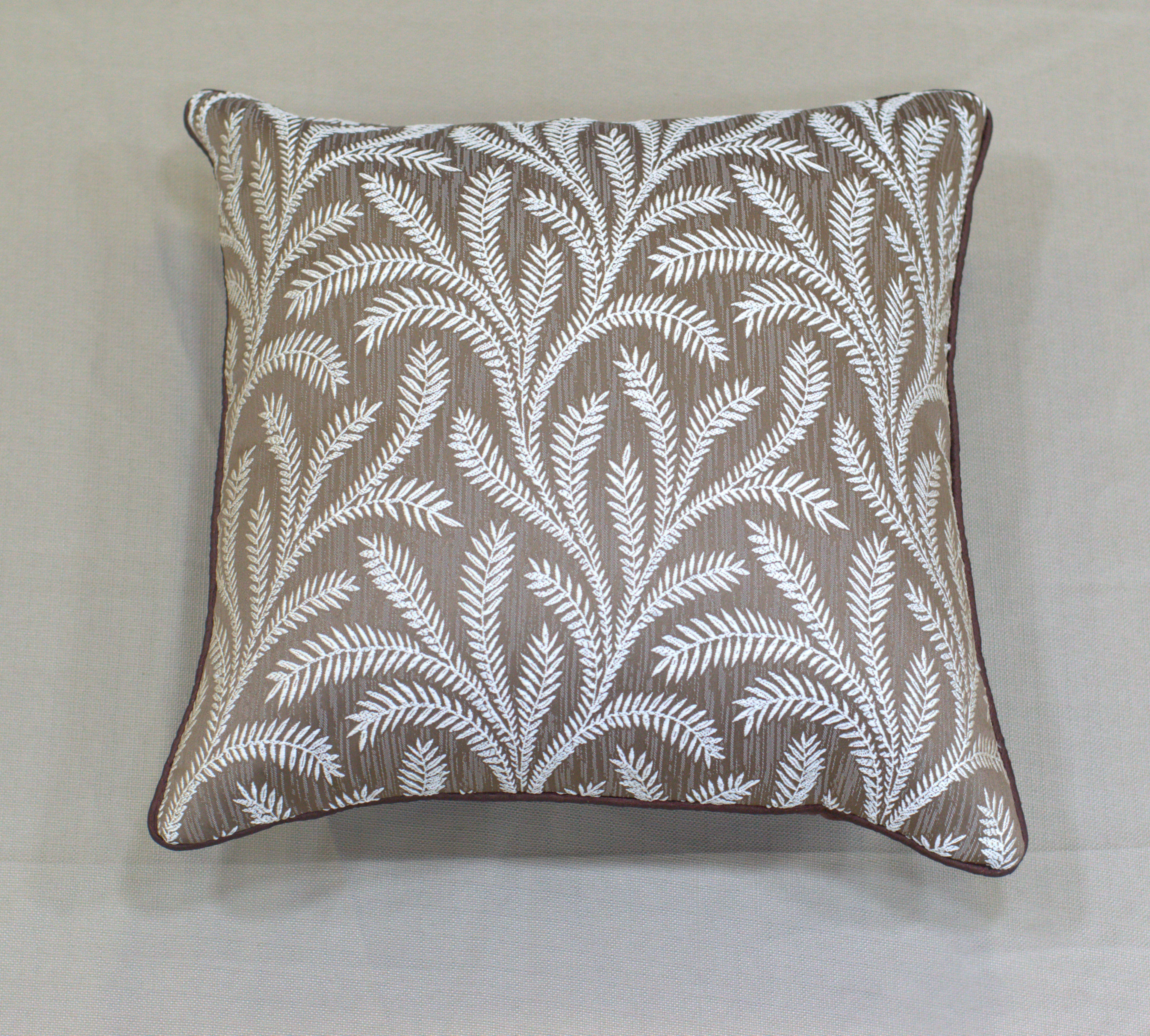 Set of 5 Decorative Cushion Covers 16x16 Inch – Brown and Beige Leaf Pattern Throw Pillow Covers