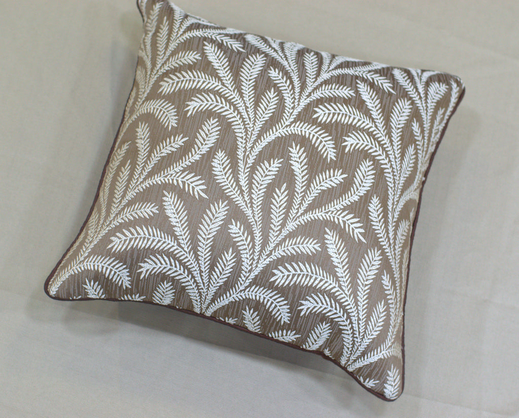 Set of 5 Decorative Cushion Covers 16x16 Inch – Brown and Beige Leaf Pattern Throw Pillow Covers