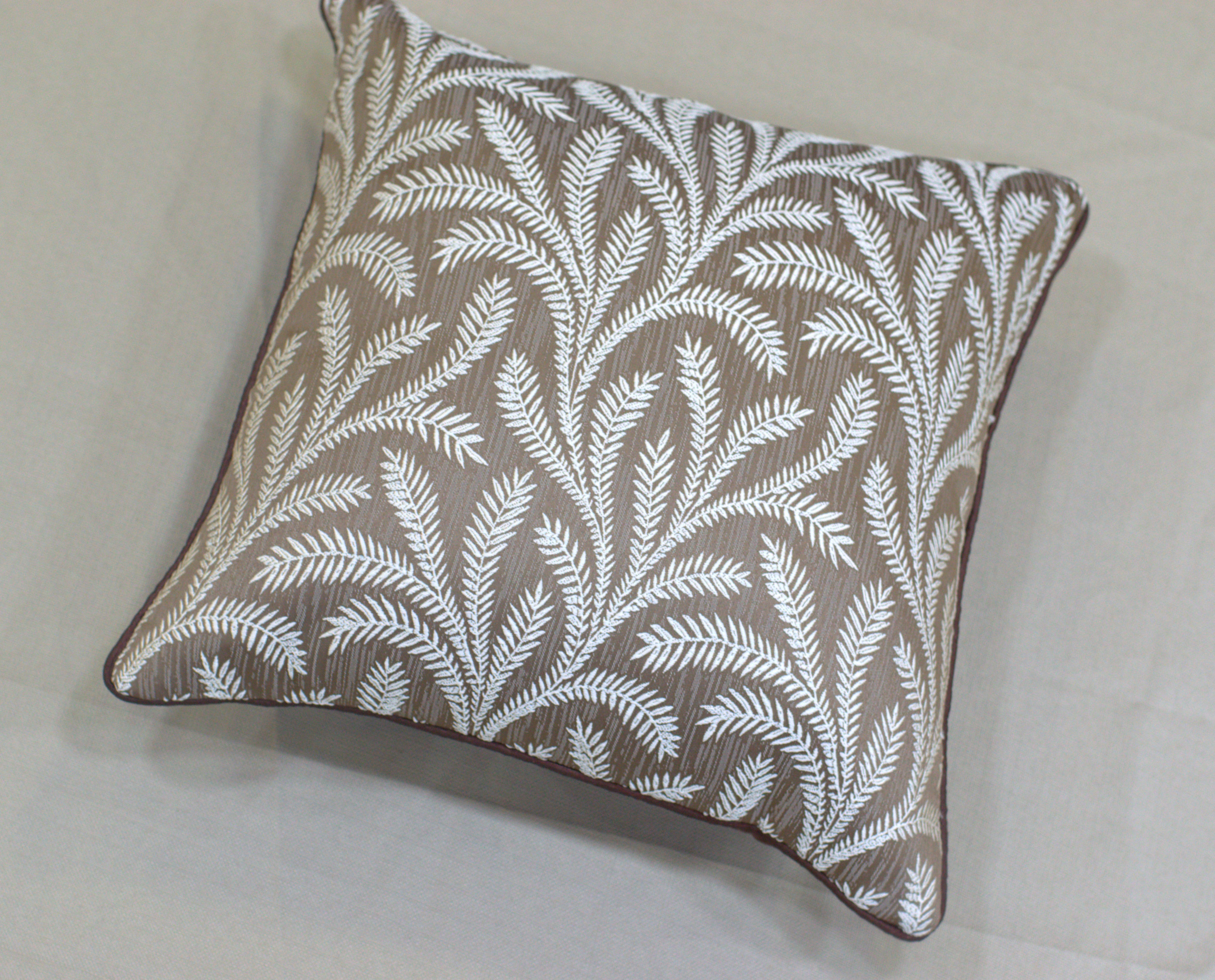 Set of 5 Decorative Cushion Covers 16x16 Inch – Brown and Beige Leaf Pattern Throw Pillow Covers