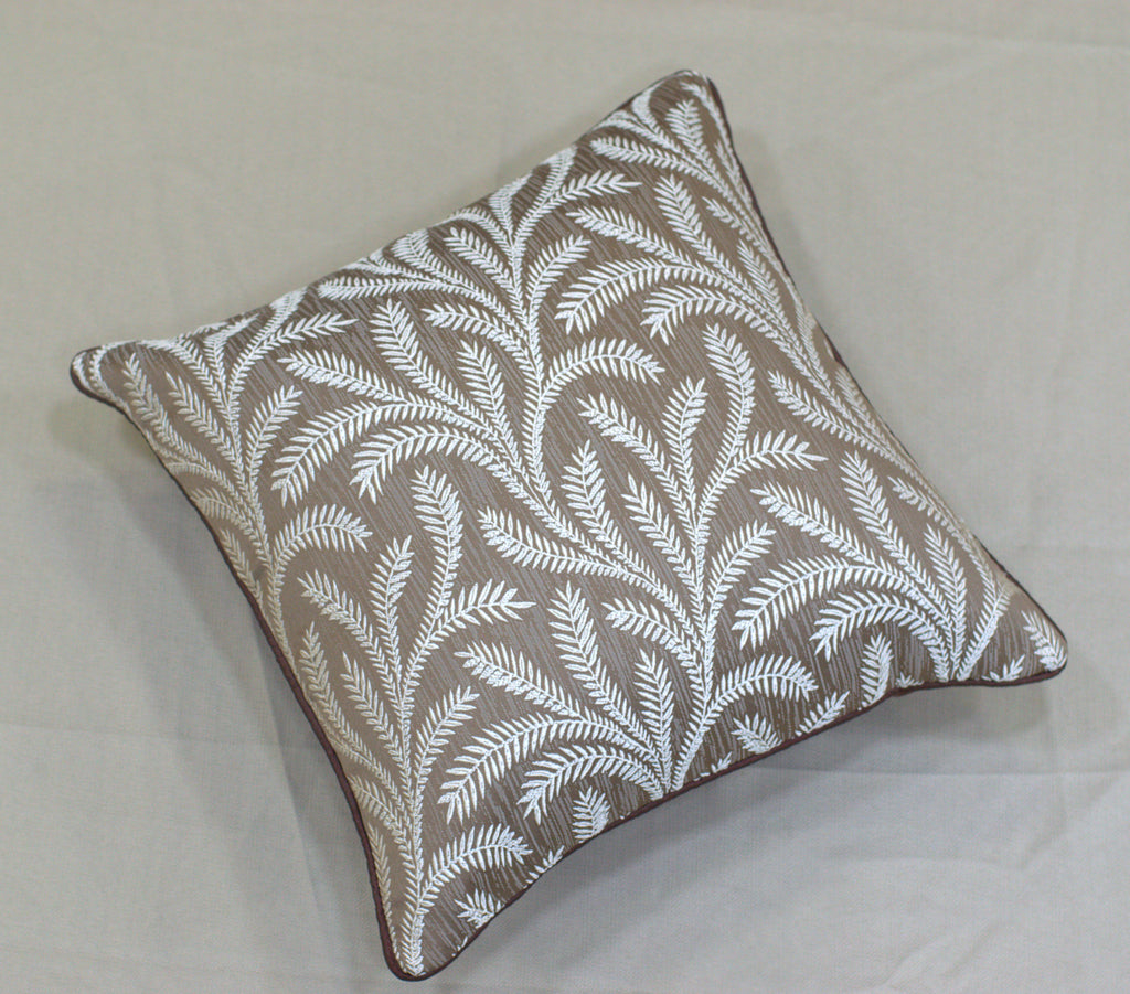 Set of 5 Decorative Cushion Covers 16x16 Inch – Brown and Beige Leaf Pattern Throw Pillow Covers