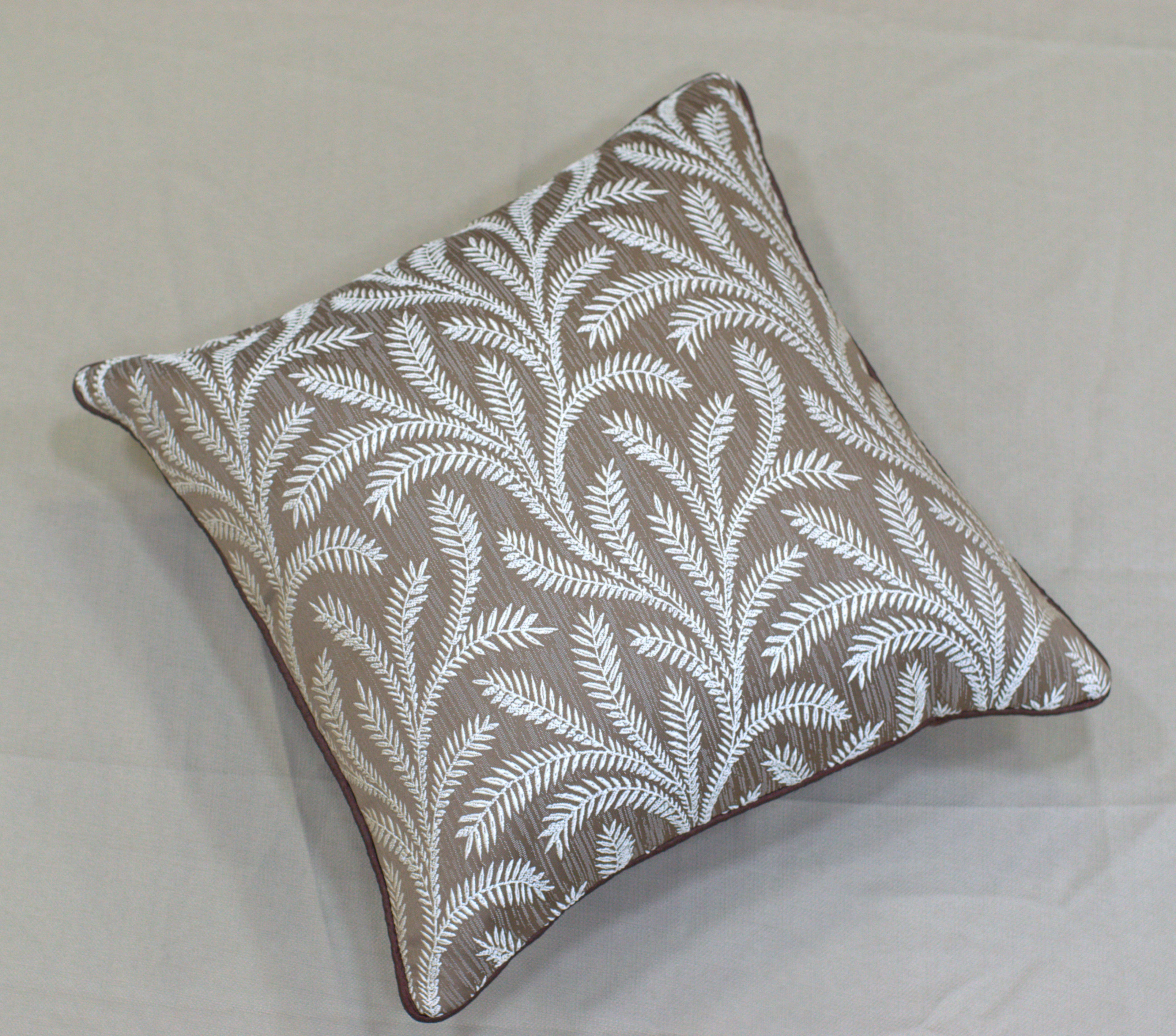 Set of 5 Decorative Cushion Covers 16x16 Inch – Brown and Beige Leaf Pattern Throw Pillow Covers