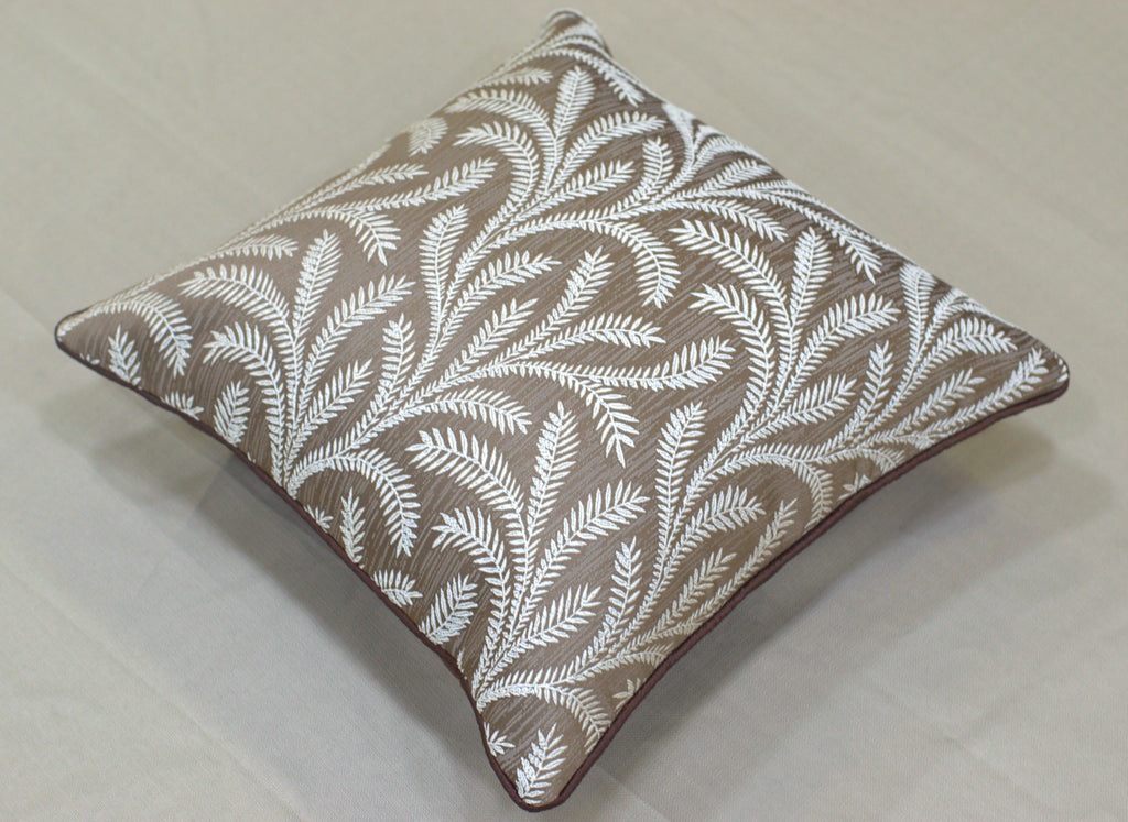 Set of 5 Decorative Cushion Covers 16x16 Inch – Brown and Beige Leaf Pattern Throw Pillow Covers