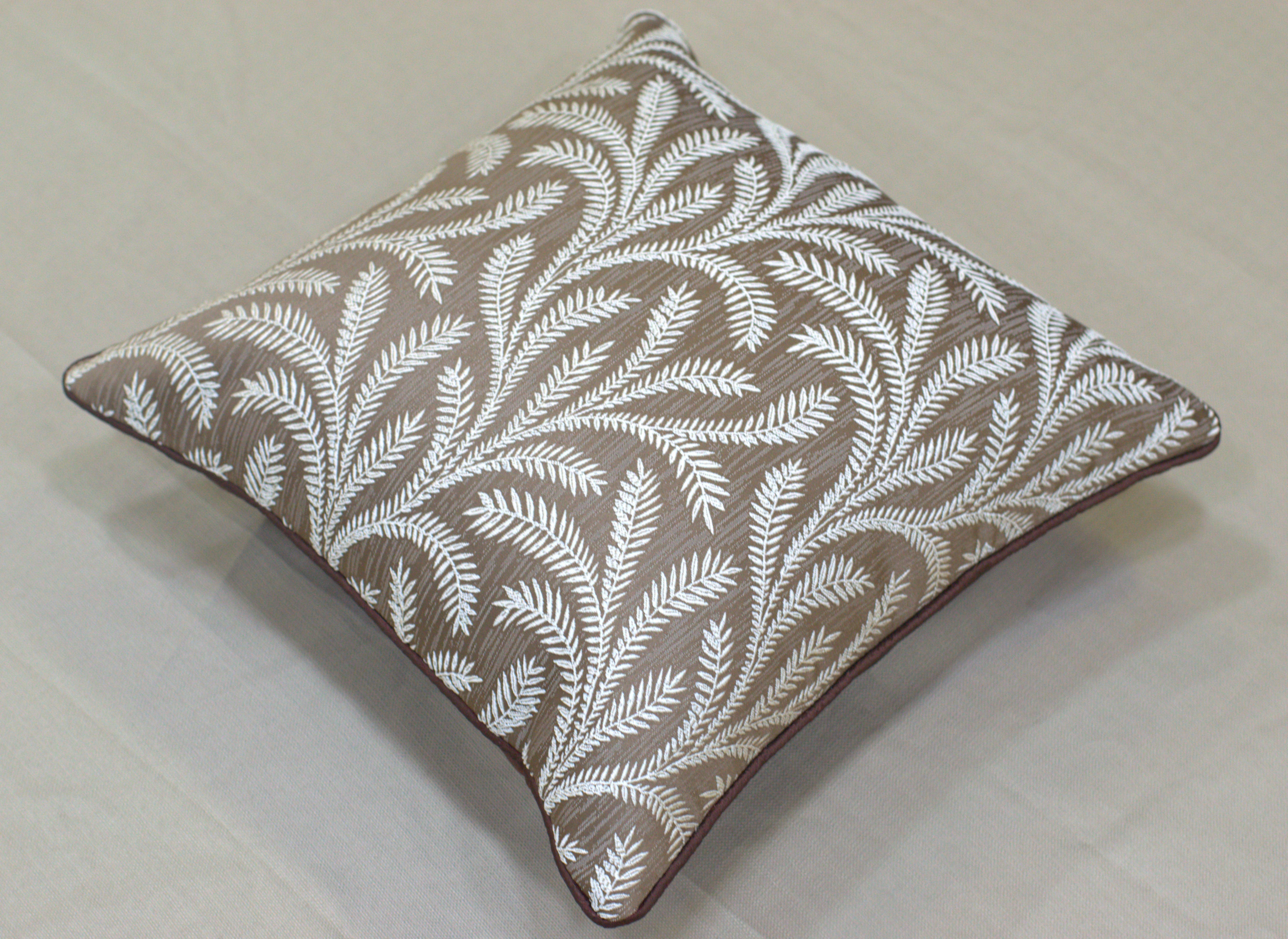 Set of 5 Decorative Cushion Covers 16x16 Inch – Brown and Beige Leaf Pattern Throw Pillow Covers