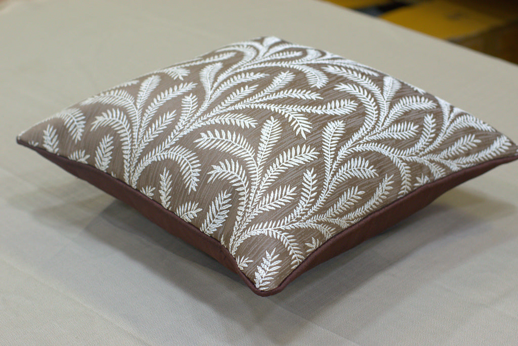 Set of 5 Decorative Cushion Covers 16x16 Inch – Brown and Beige Leaf Pattern Throw Pillow Covers