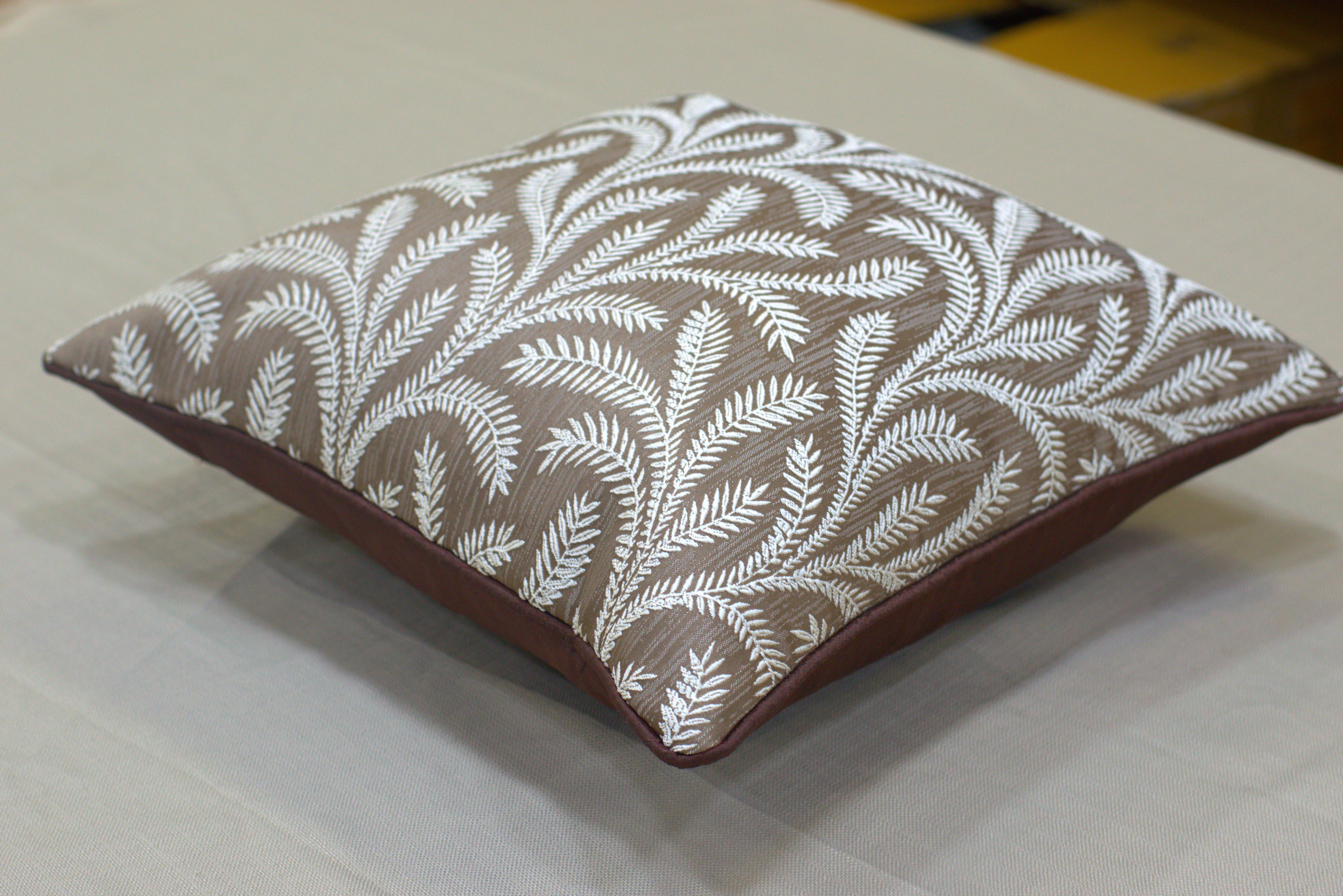 Set of 5 Decorative Cushion Covers 16x16 Inch – Brown and Beige Leaf Pattern Throw Pillow Covers