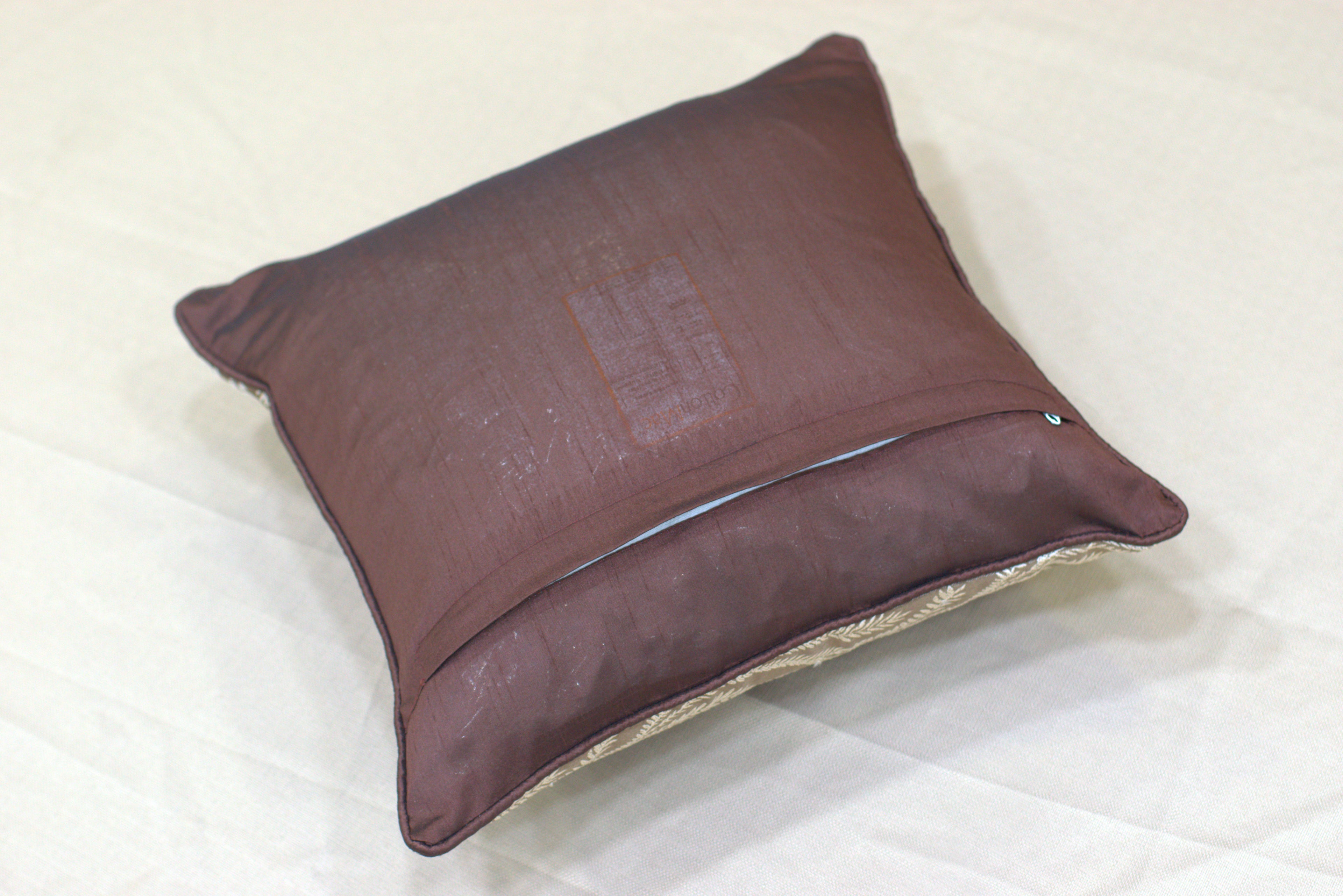 Set of 5 Decorative Cushion Covers 16x16 Inch – Brown and Beige Leaf Pattern Throw Pillow Covers