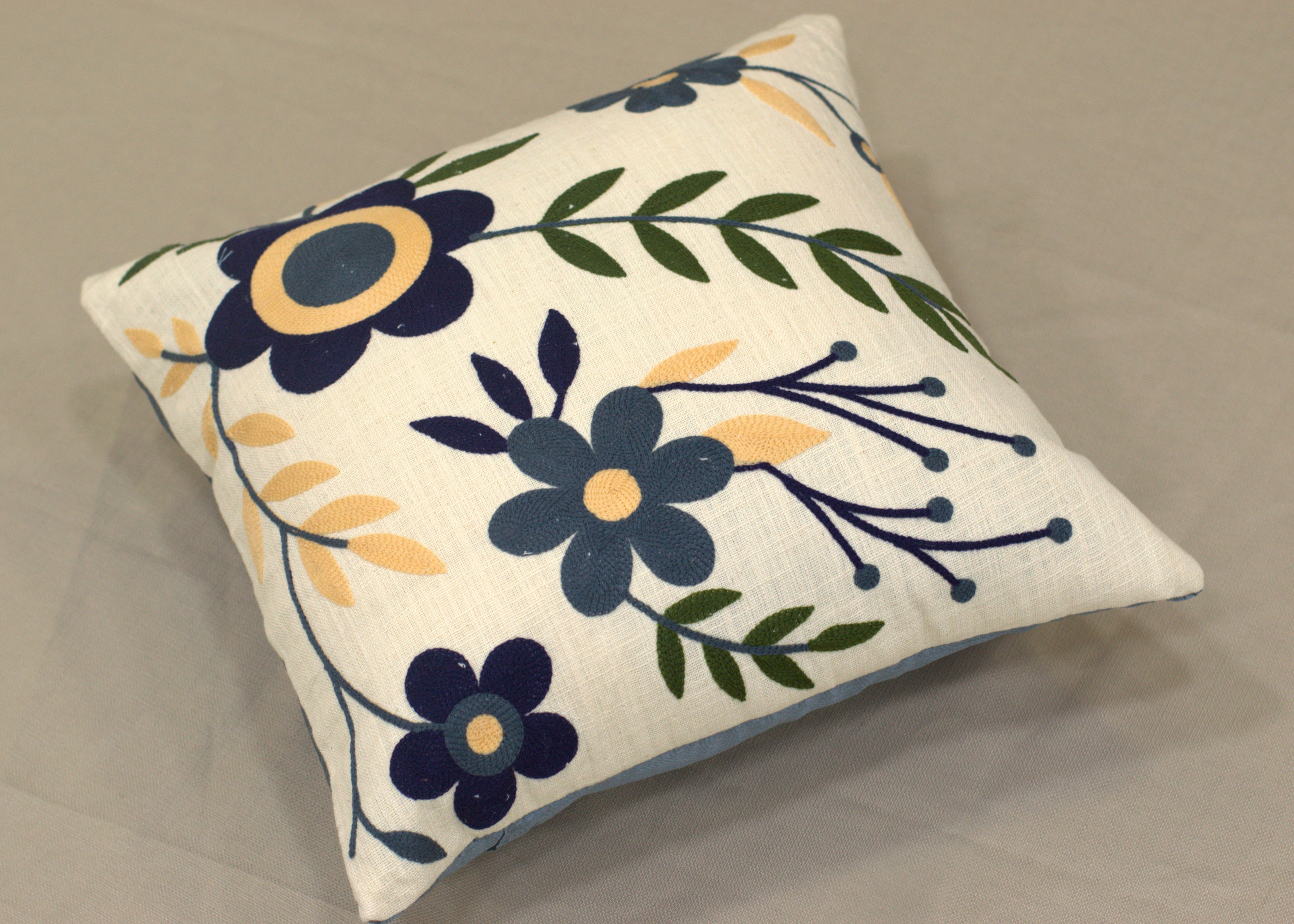 Set of 5 Floral Cotton Cushion Covers 16x16 Inch – Elegant Decorative Throw Pillow Covers