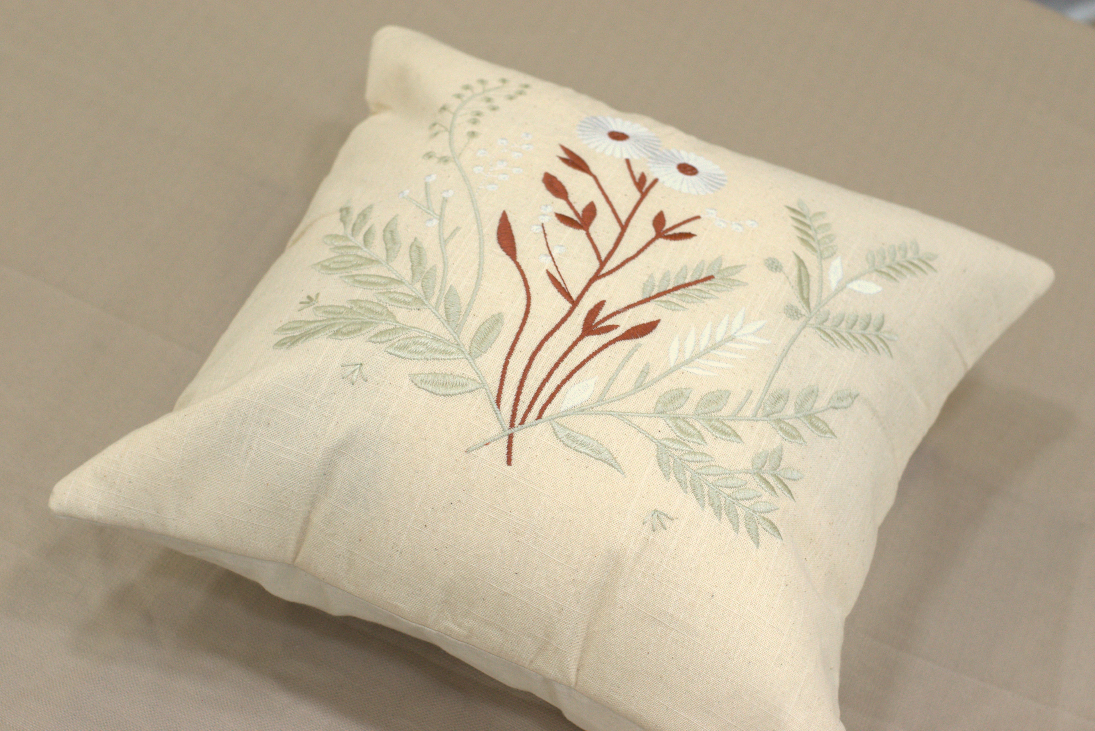 Botanical Embroidered Cushion Covers – Set of 5 | 16x16 Inches | Nushio