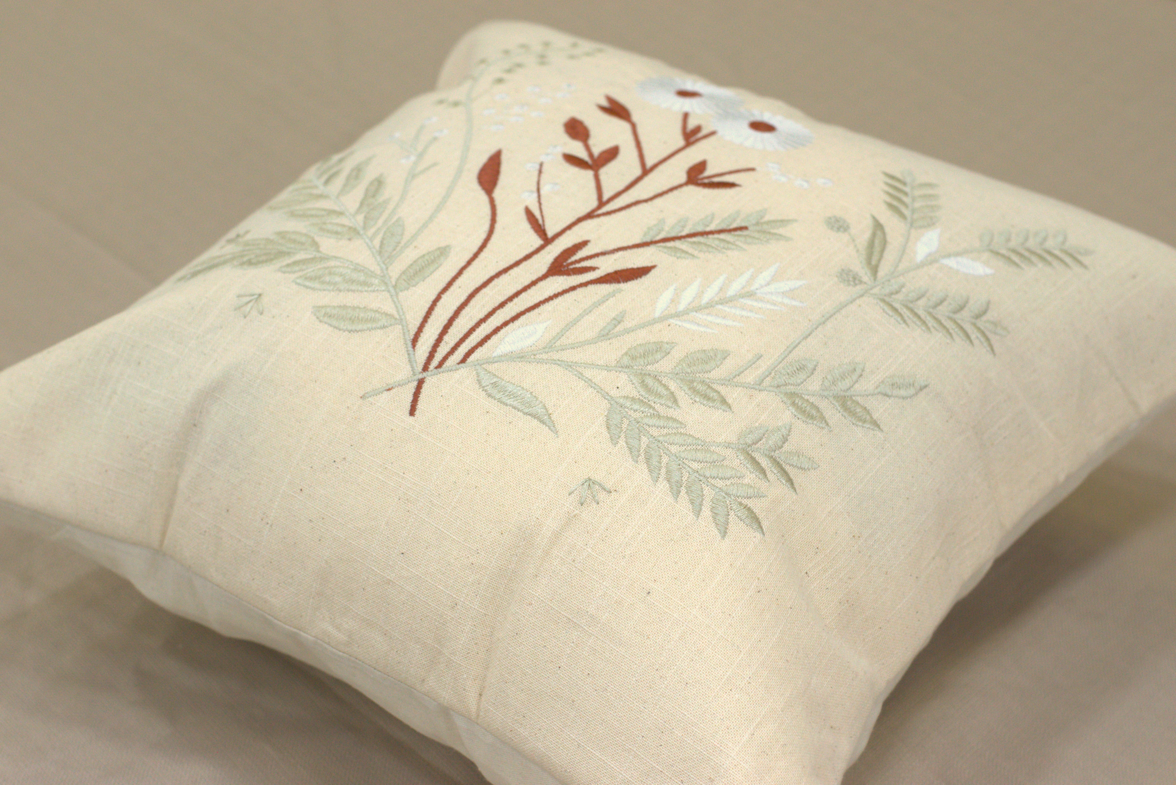 Botanical Embroidered Cushion Cover Set - 16x16 Inches (Set of) 5 - View 3 - Embroidered - Nushio
