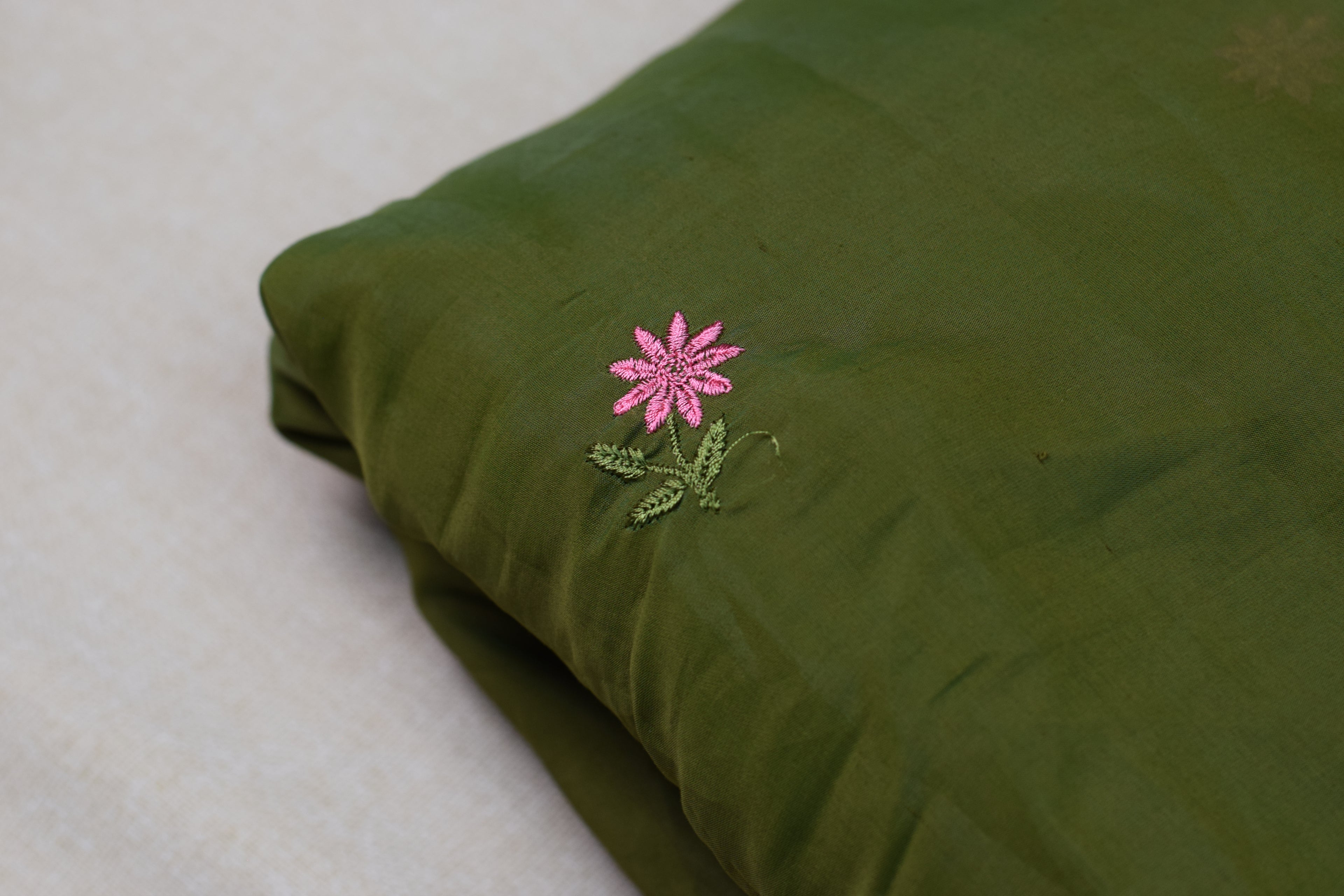 Olive Green Mul Chanderi Fabric