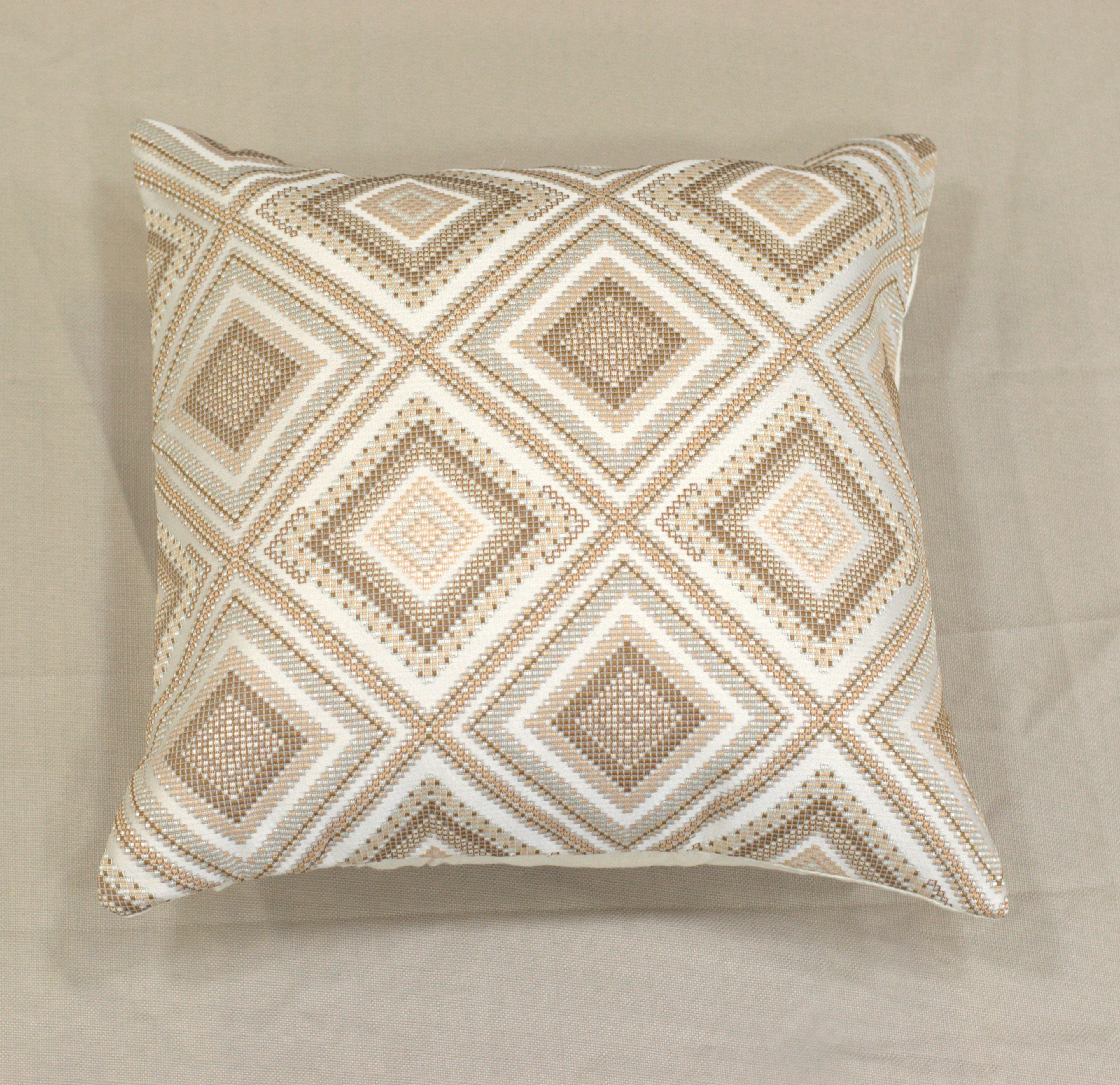 Beige Geometric Diamond Cushion Covers – Set of 5 | 16x16 Inches | Nushio