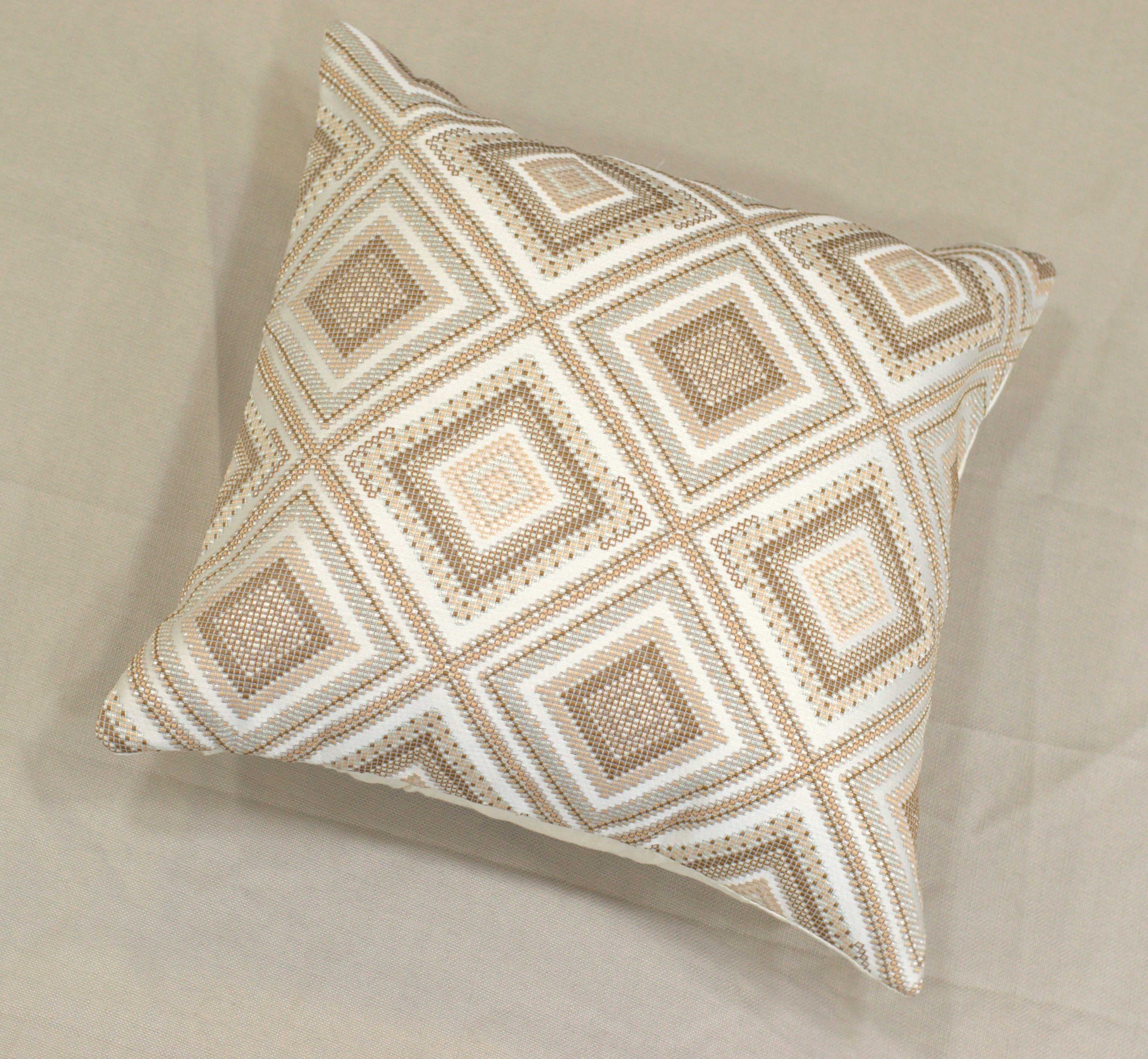 Beige Geometric Diamond Cushion Covers – Set of 5 | 16x16 Inches | Nushio