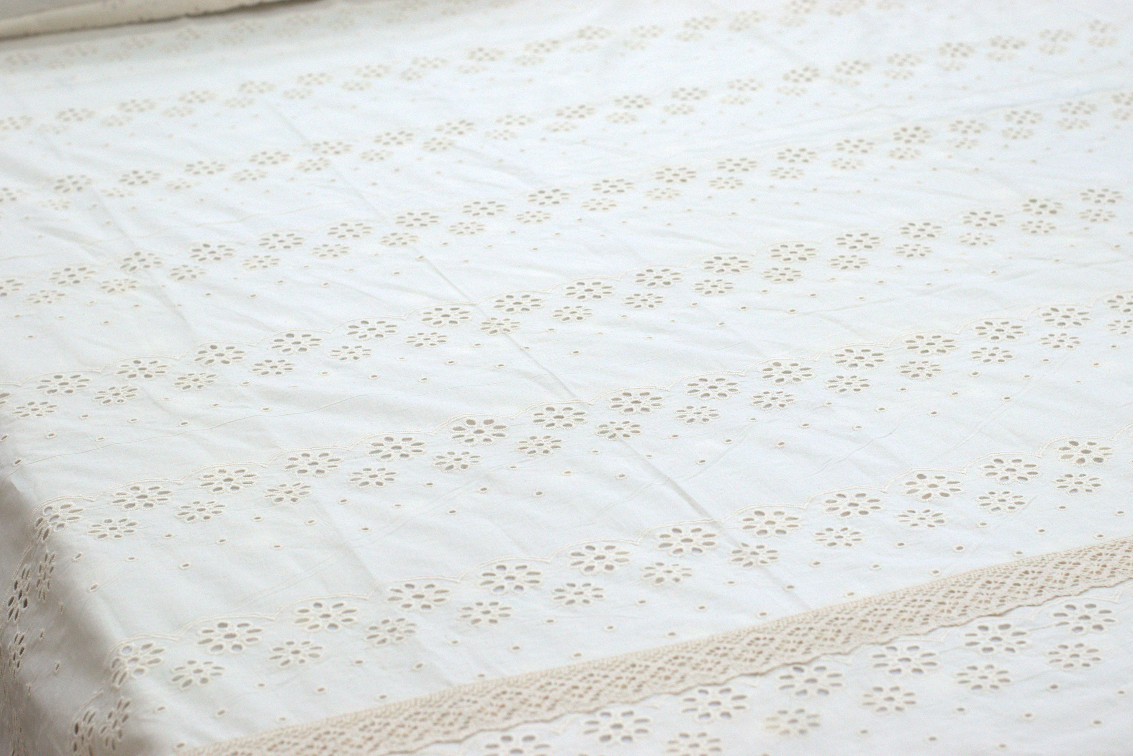 cream Cutwork King Size Bedspread Set with Pillow Covers - View 2 - Nushio