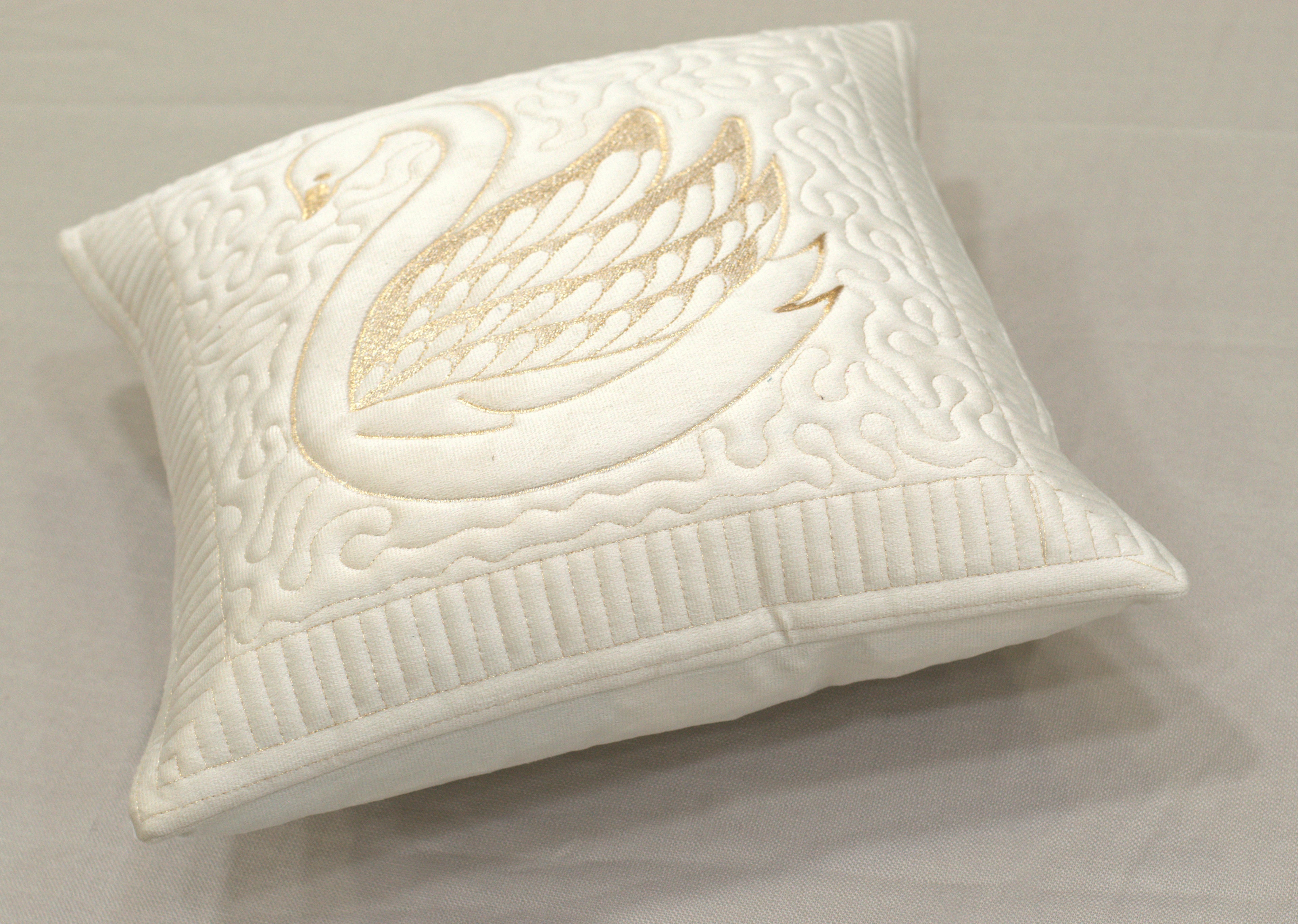 Swan Embossed Cushion Cover Set - 16x16 Inches - Set of 5