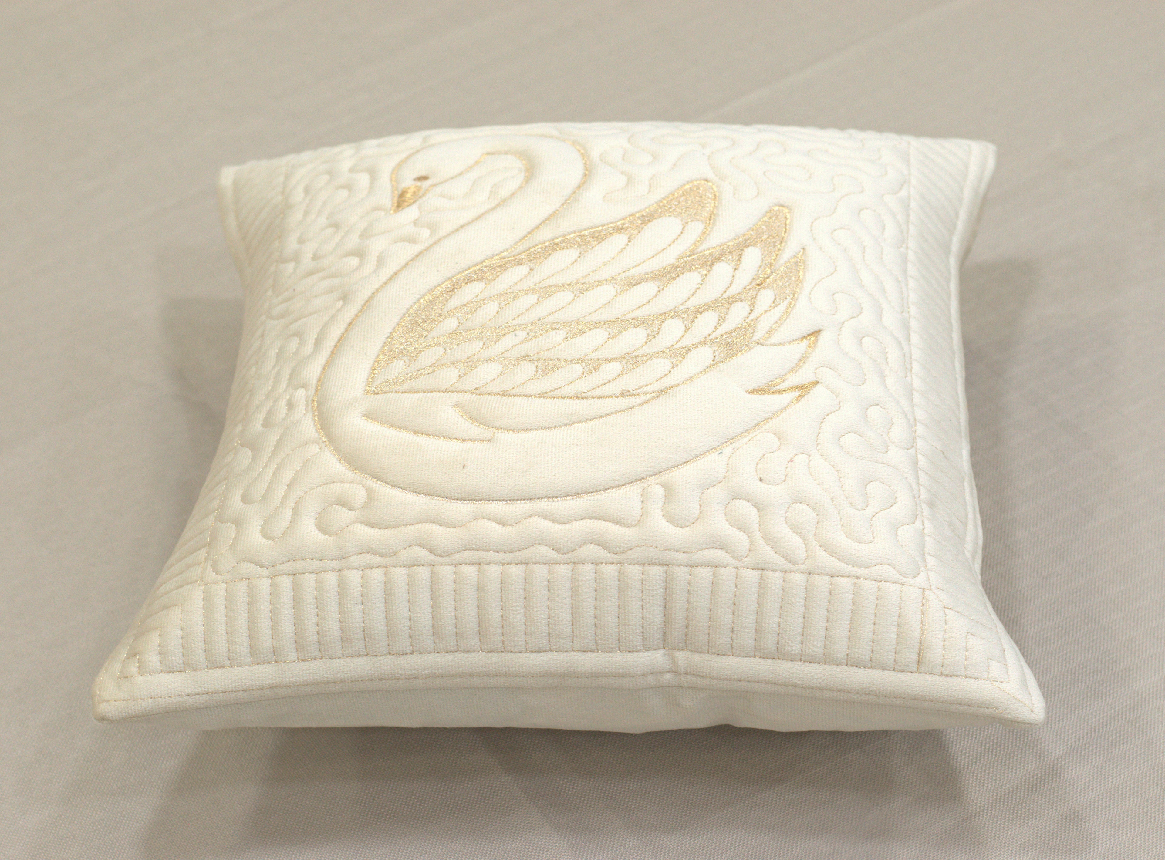 Swan Embossed Cushion Cover Set - 16x16 Inches - Set of 5