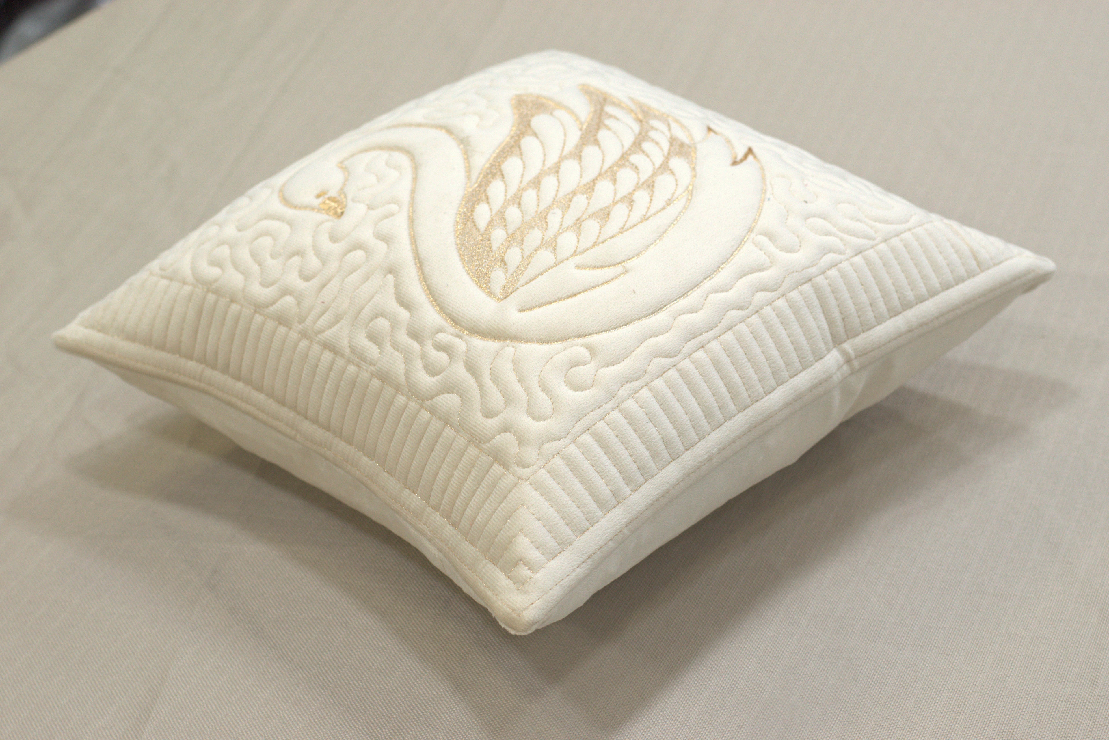 Swan Embossed Cushion Cover Set - 16x16 Inches - Set of 5