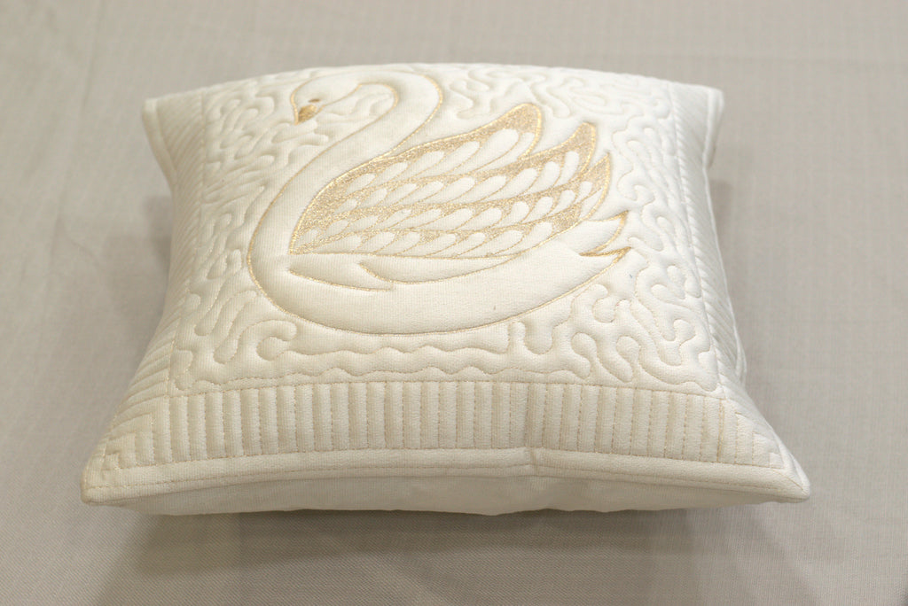 Swan Embossed Cushion Cover Set - 16x16 Inches - Set of 5