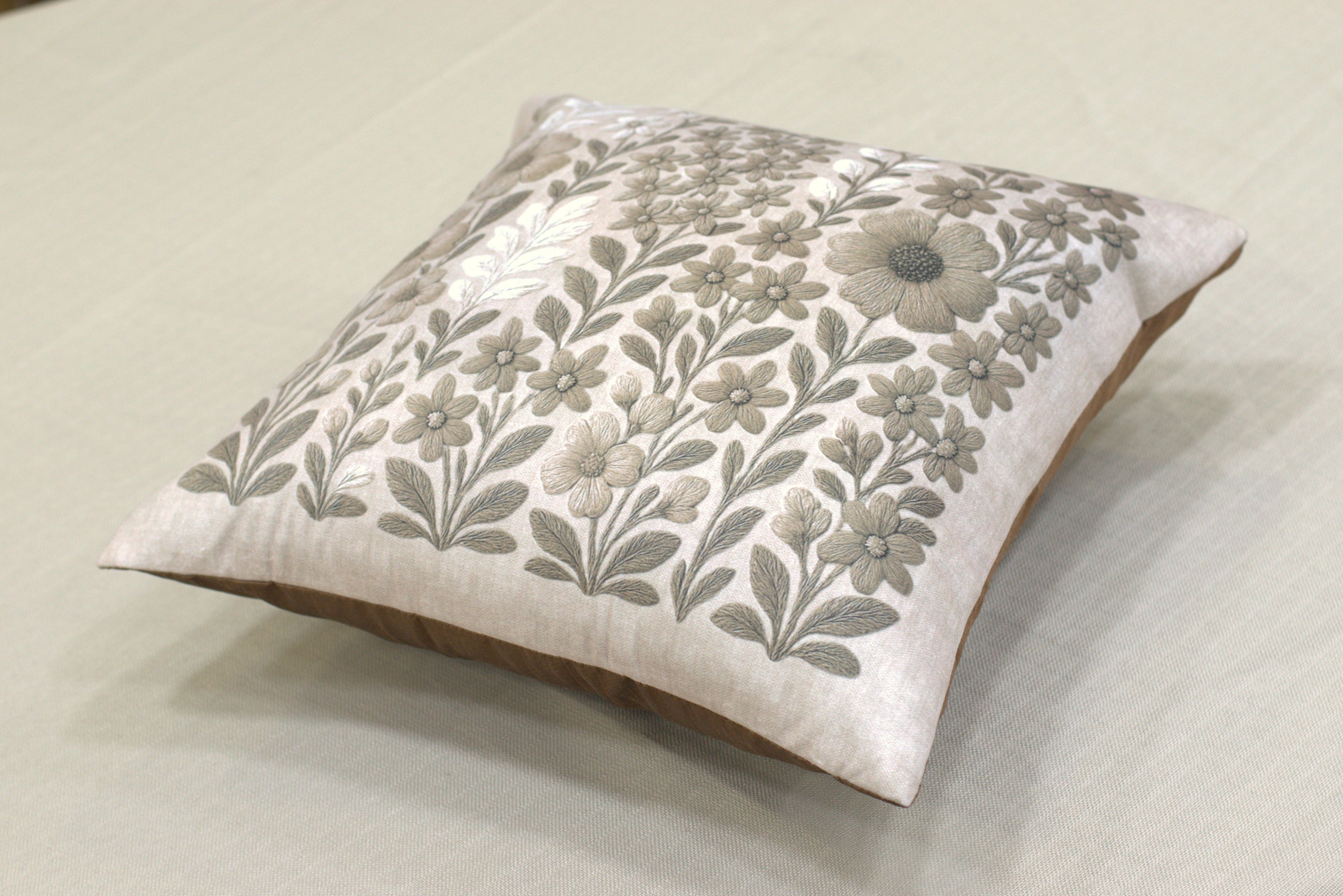 Beige Floral Printed Cushion Cover Set of 5 - 16x16 Inches - View 3 - Floral Printed - Nushio