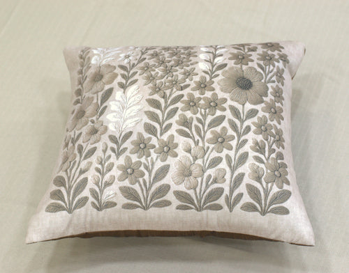 Beige Floral Printed Cushion Cover Set of 5 - 16x16 Inches - View 2 - Floral Printed - Nushio