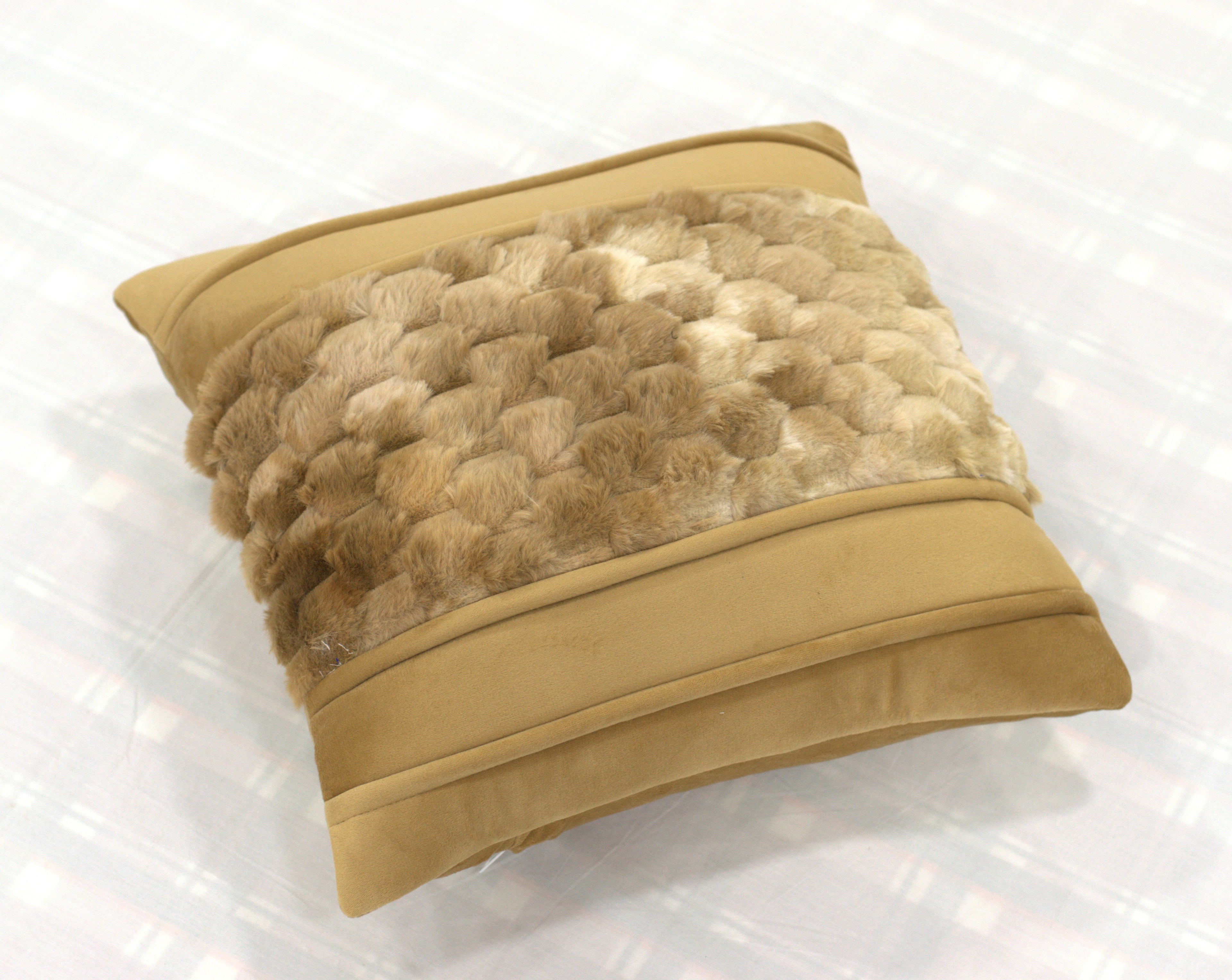 Set of 5 Plush Textured Cushion Covers – 16x16 Inches | Soft Faux Fur Decorative Pillow Covers