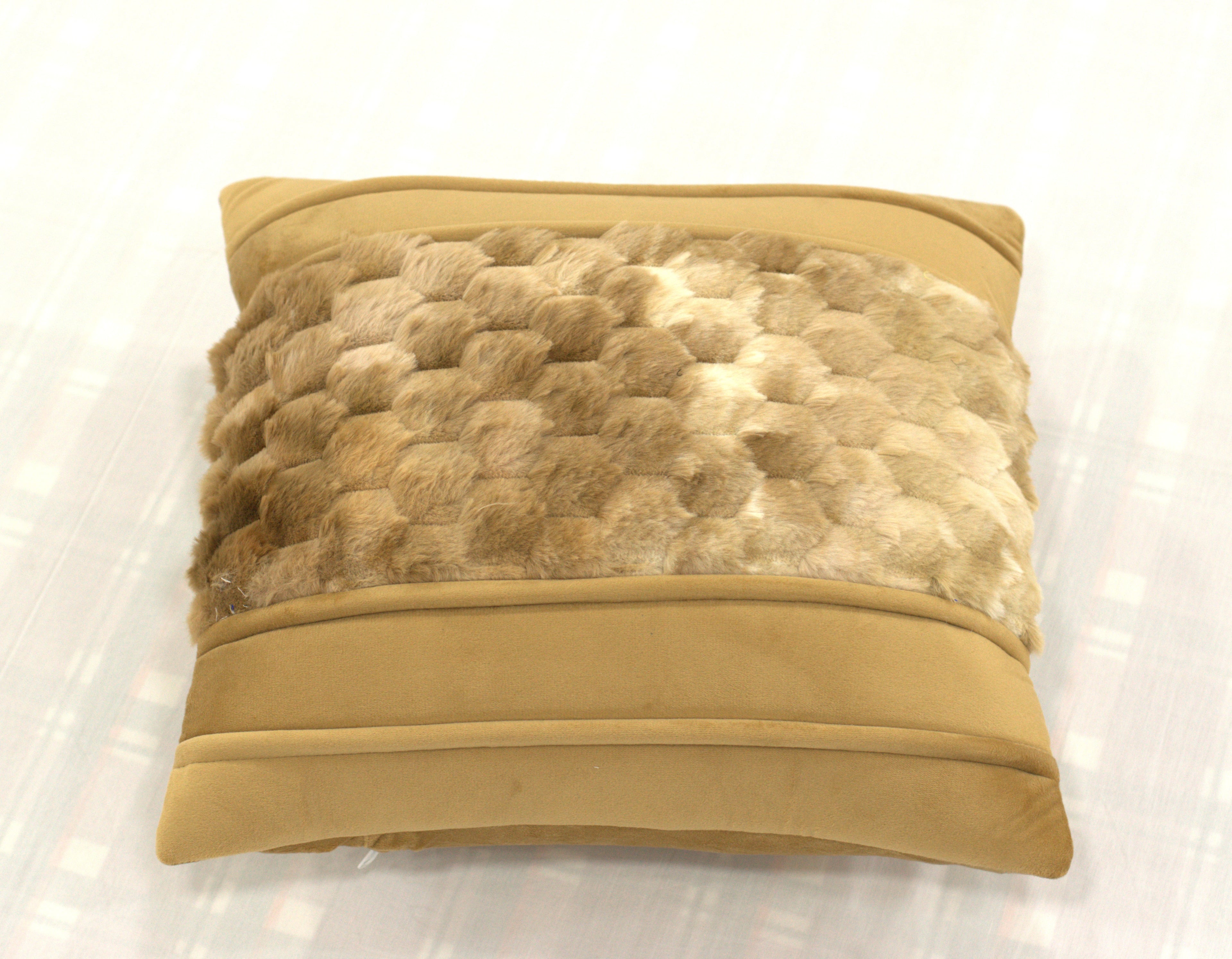 Set of 5 Plush Textured Cushion Covers – 16x16 Inches | Soft Faux Fur Decorative Pillow Covers