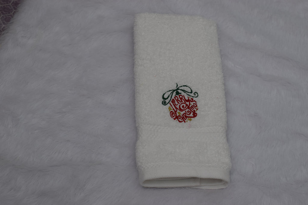 Christmas Embroidered White Turkish Towel - Main Product Image - Embroidered - Nushio