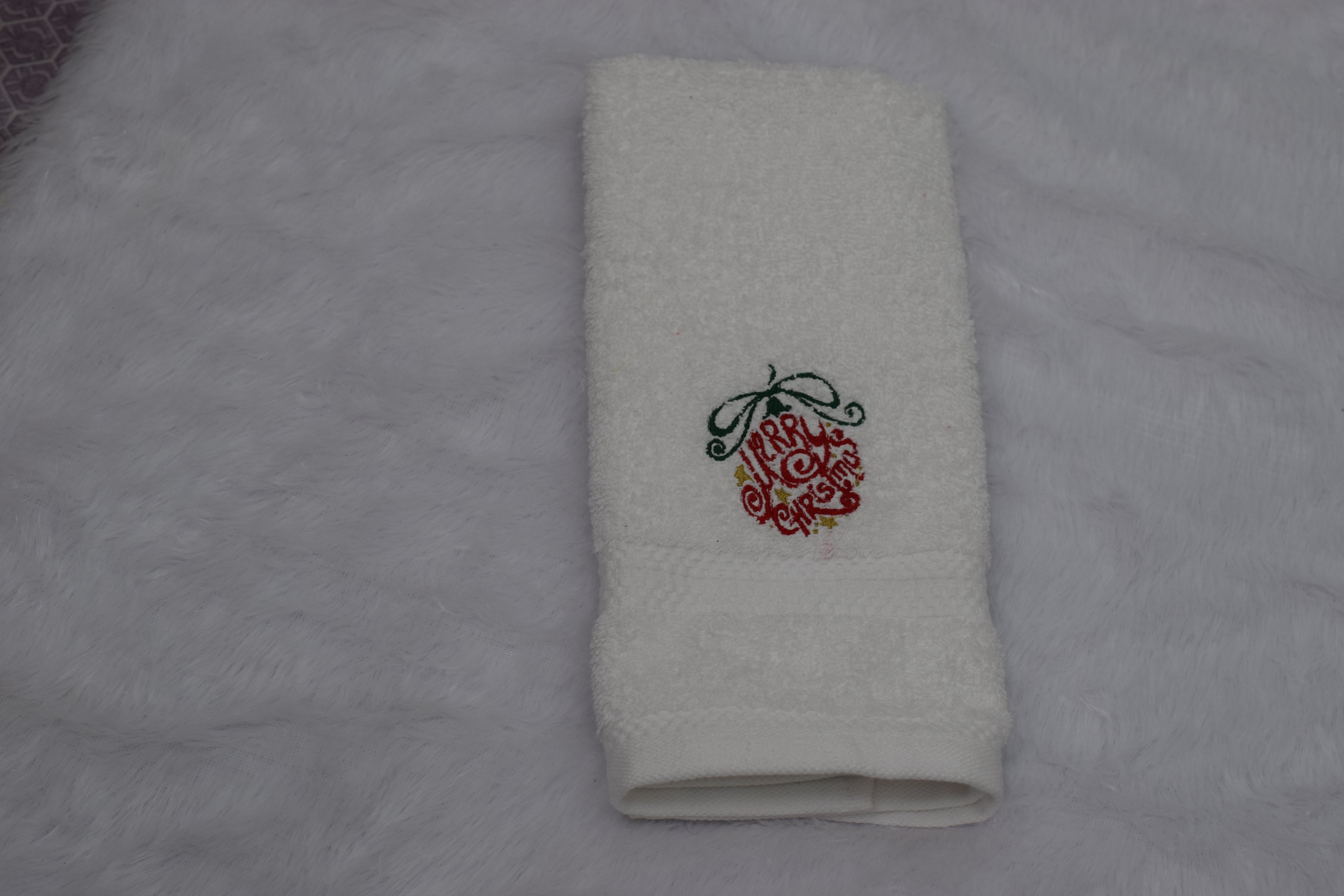 Christmas Embroidered White Turkish Towel - Main Product Image - Embroidered - Nushio